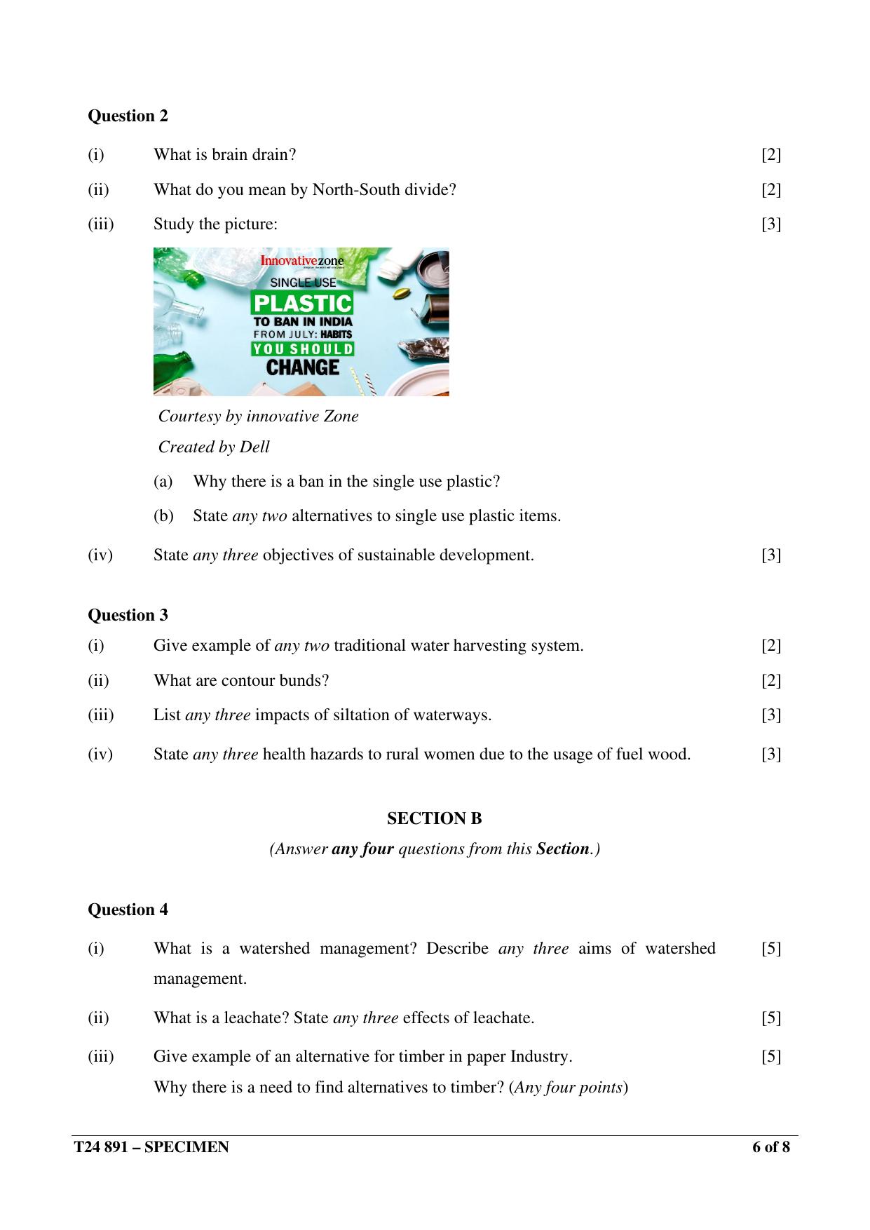 ICSE Class 10  2024 ENVIRONMENTAL APPLICATIONS Sample Paper - Page 6