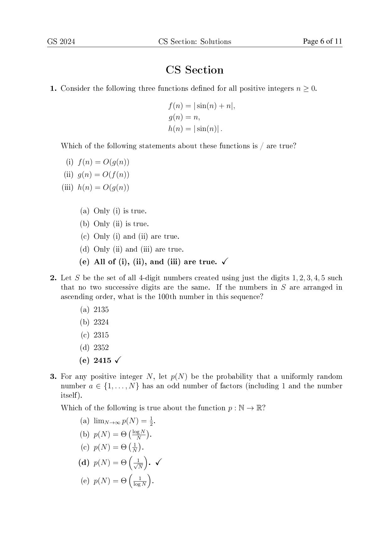 TIFR GS 2024 Computer Science Question Paper - Page 6