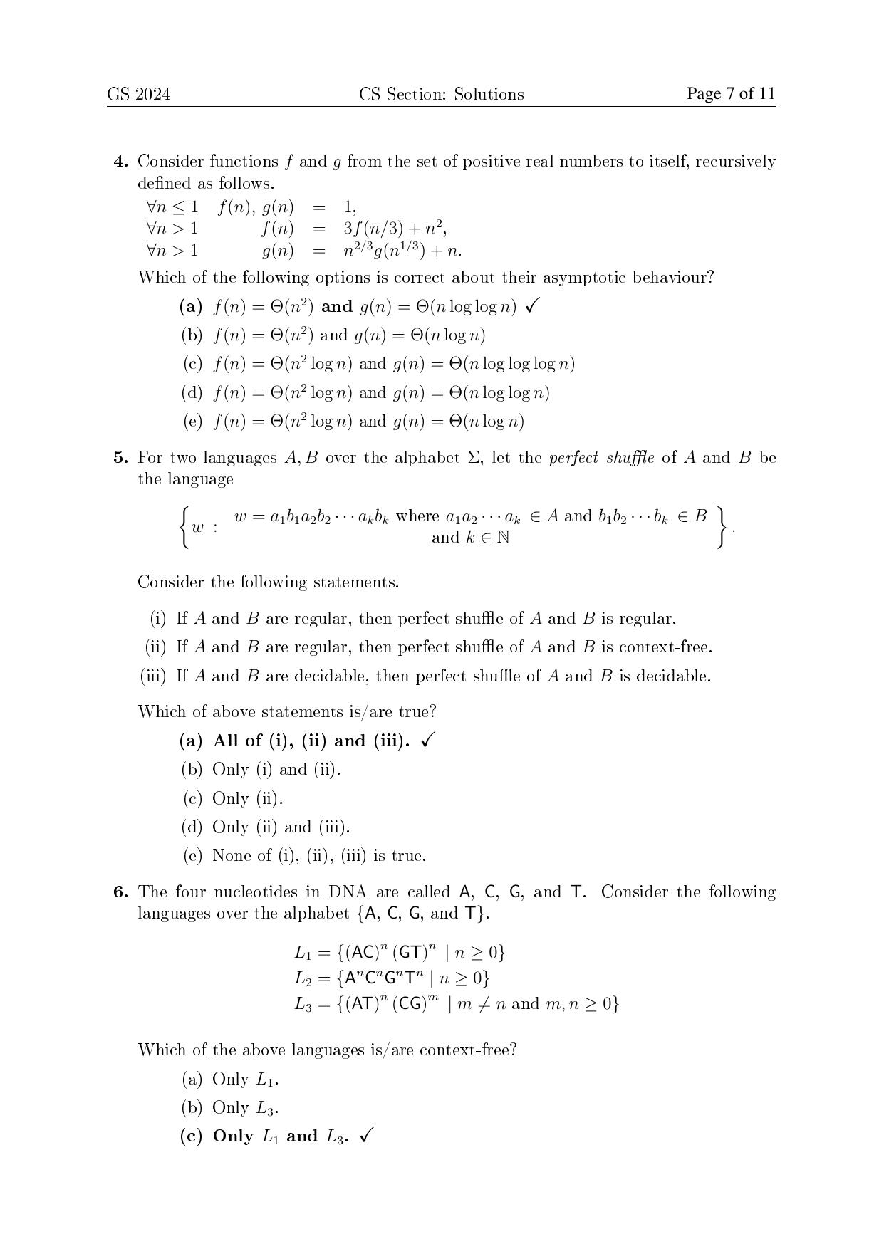 TIFR GS 2024 Computer Science Question Paper - Page 7