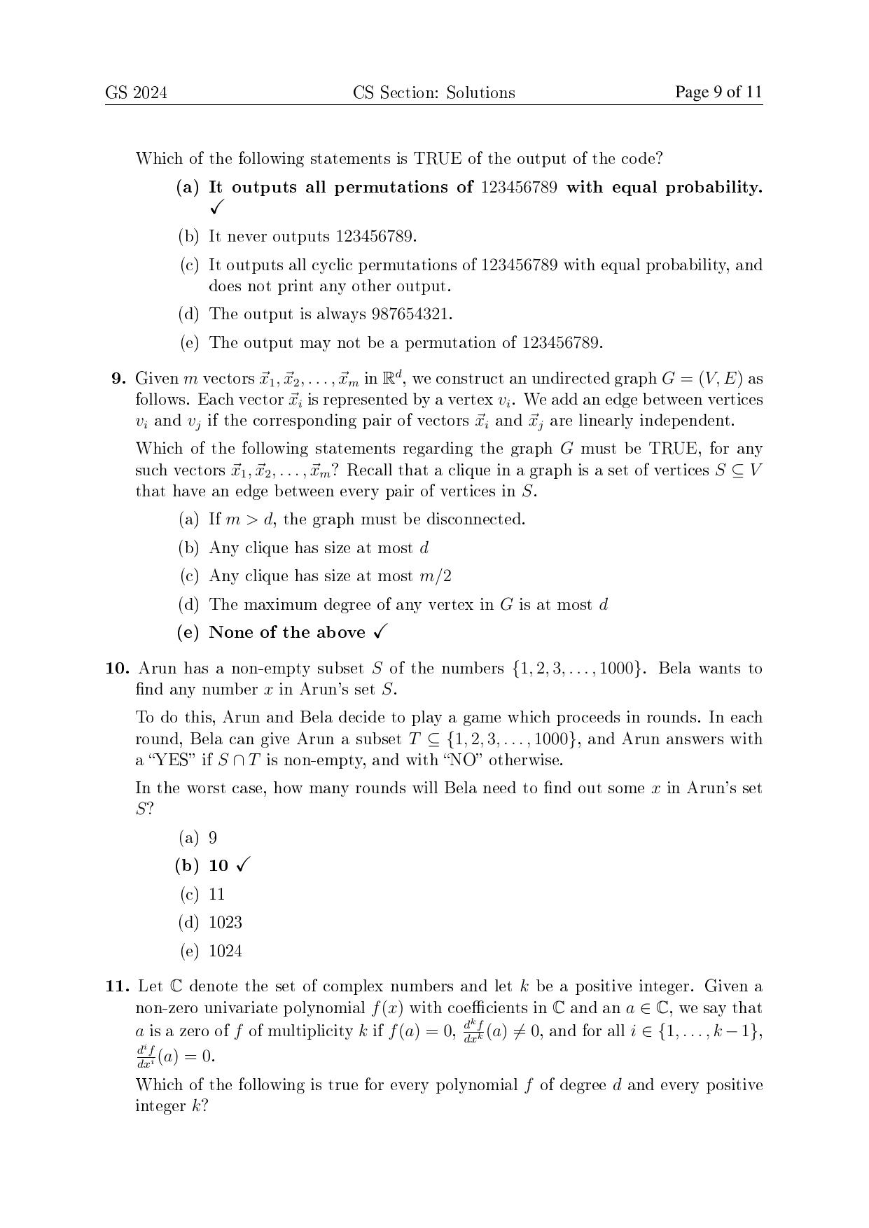 TIFR GS 2024 Computer Science Question Paper - Page 9