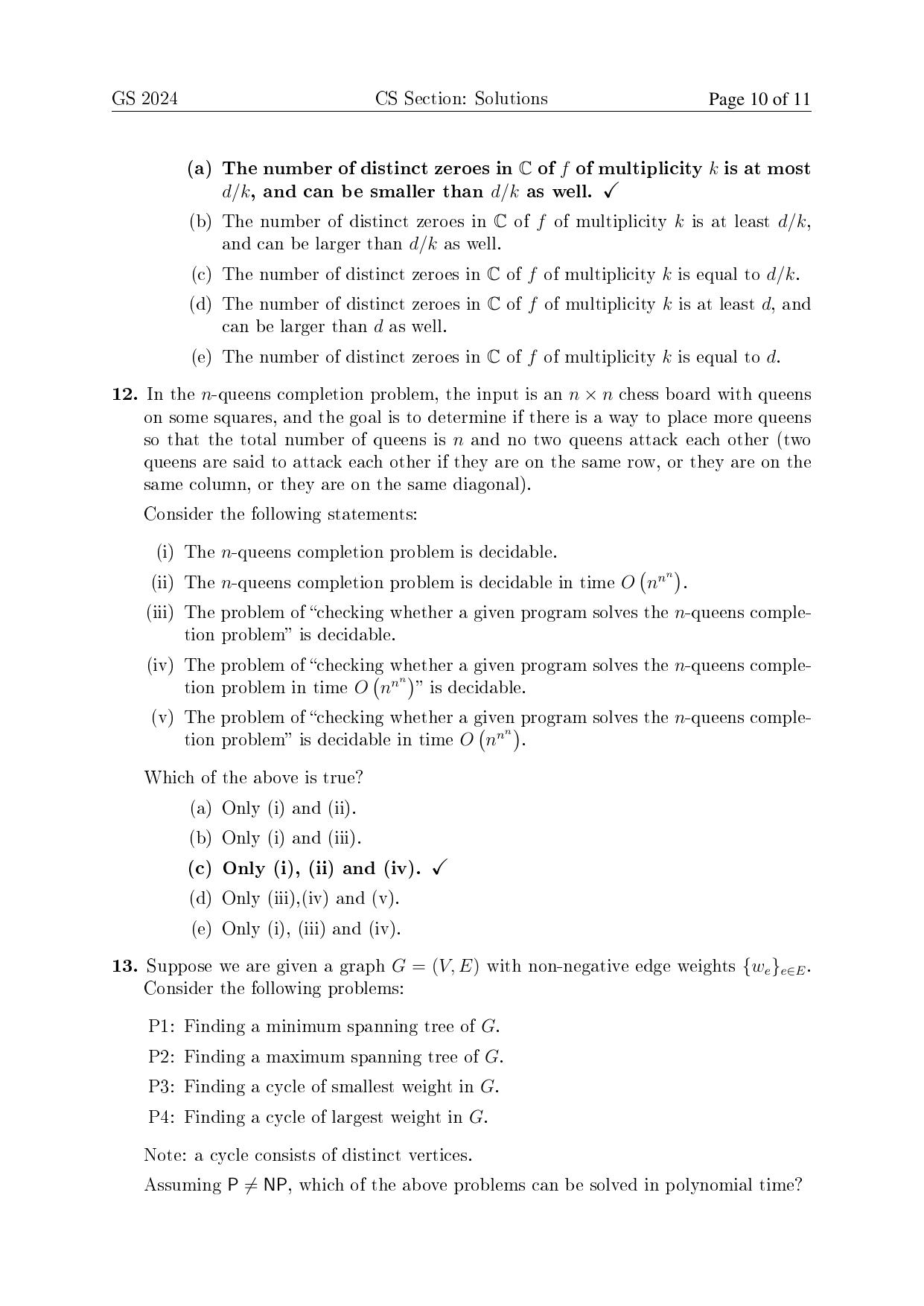 TIFR GS 2024 Computer Science Question Paper - Page 10