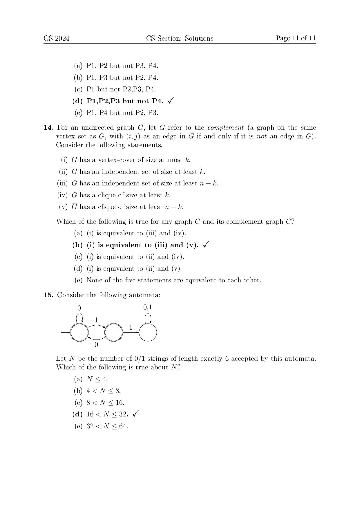 TIFR GS 2024 Computer Science Question Paper - Page 11