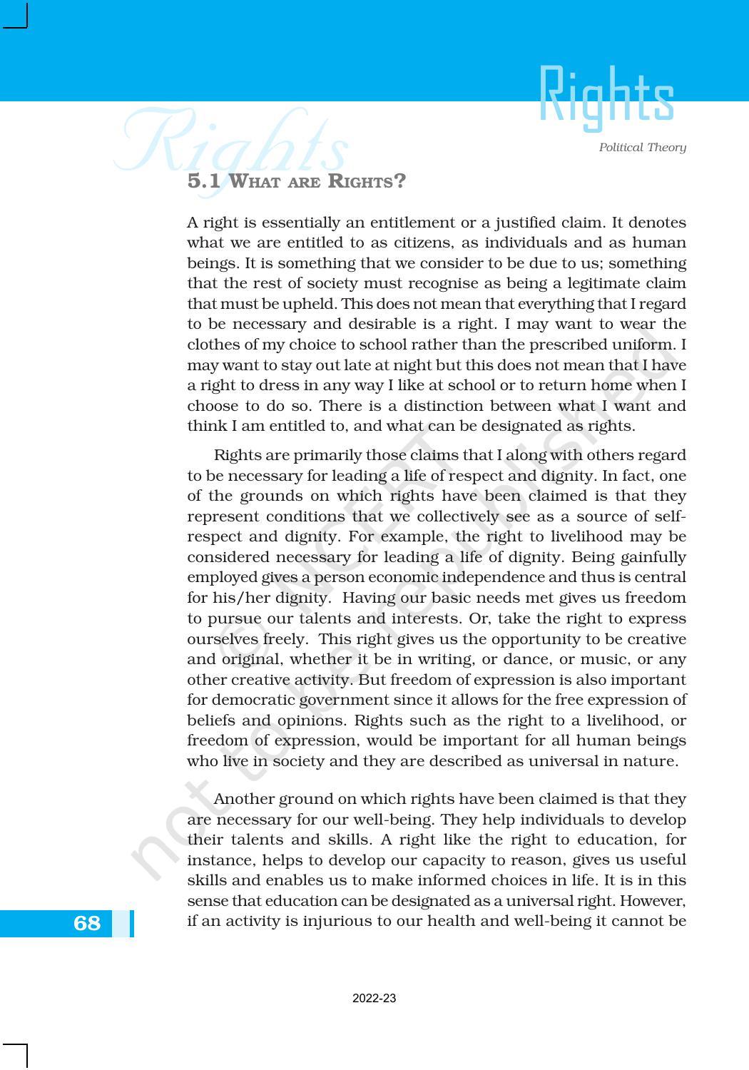 NCERT Book for Class 11 Political Science (Political Theory) Chapter 5 Rights - Page 2