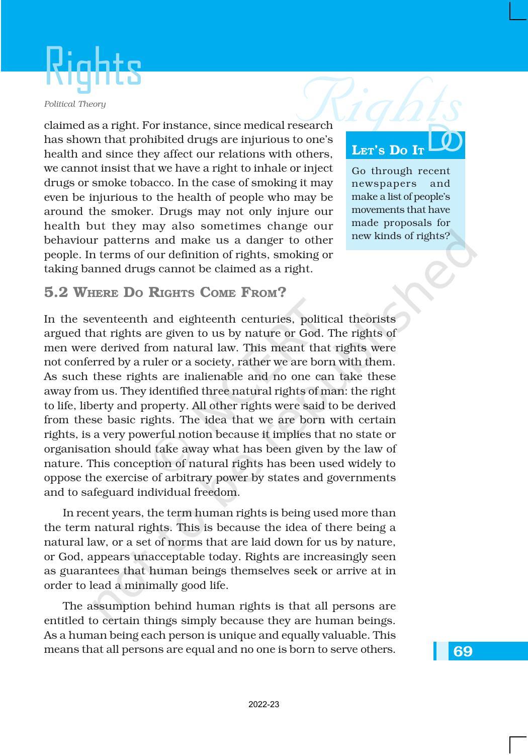 NCERT Book for Class 11 Political Science (Political Theory) Chapter 5 Rights - Page 3