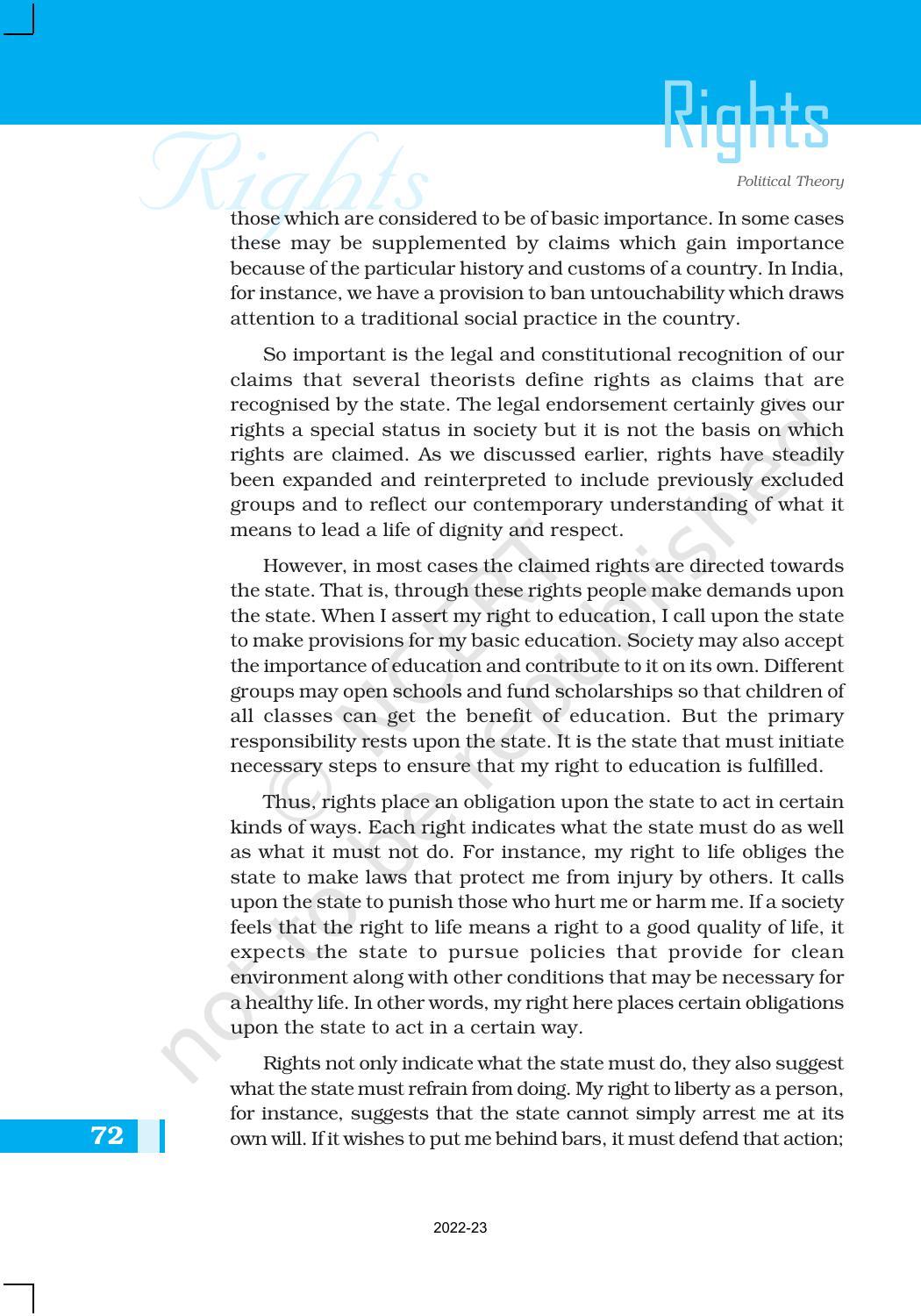 NCERT Book for Class 11 Political Science (Political Theory) Chapter 5 Rights - Page 6