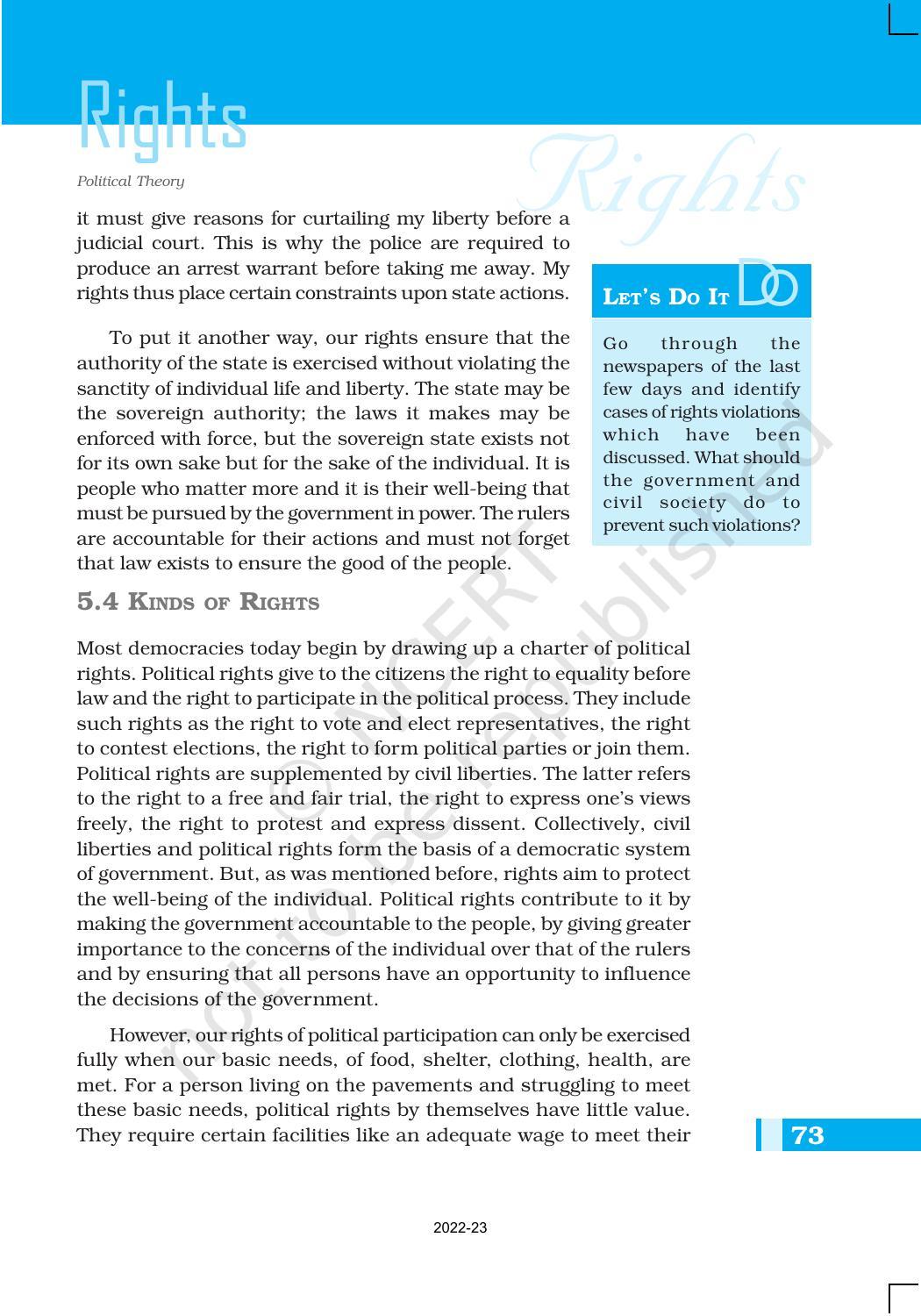 NCERT Book for Class 11 Political Science (Political Theory) Chapter 5 Rights - Page 7