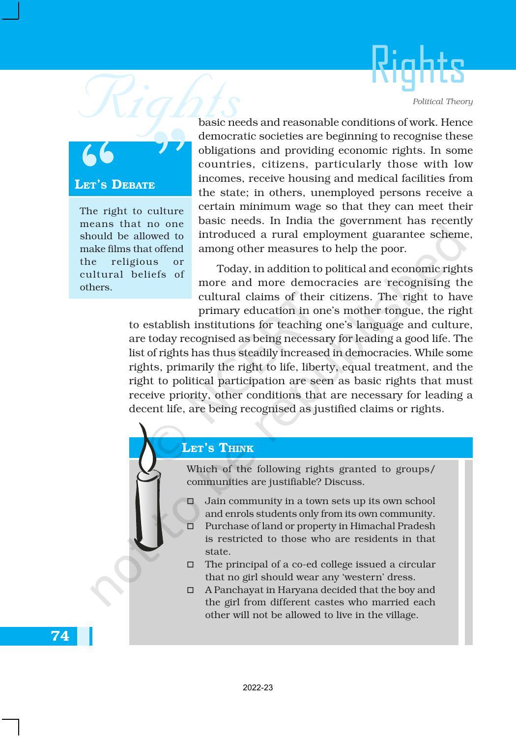 NCERT Book for Class 11 Political Science (Political Theory) Chapter 5 Rights - Page 8