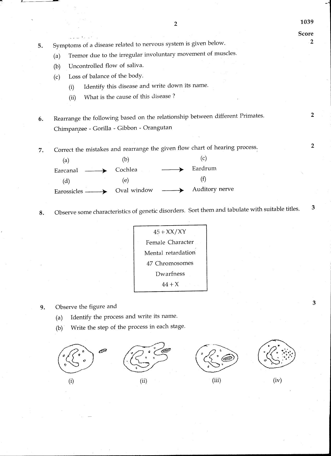 Kerala SSLC 2014 Biology Question Paper - IndCareer Docs