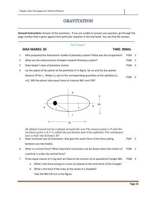 CBSE Worksheets for Class 11 Physics Gravitation Assignment 1