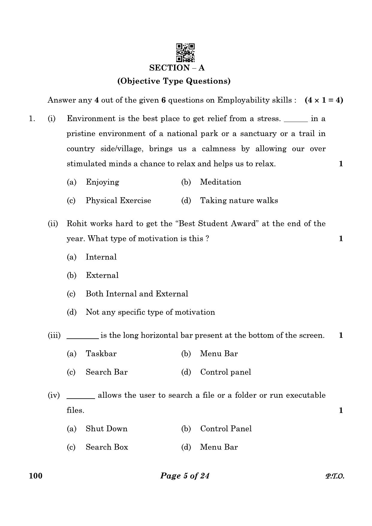 CBSE Class 10 100 Health Care 2023 Question Paper - IndCareer Docs