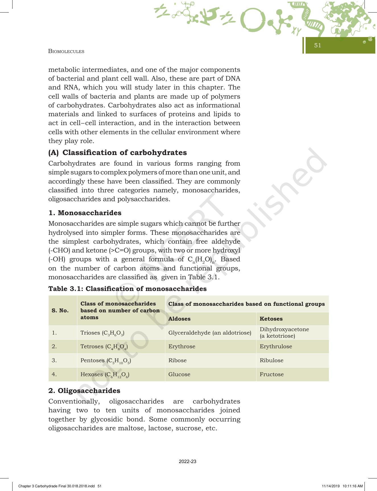 NCERT Book For Class 11 Biotechnology Chapter 3 Biomolecules