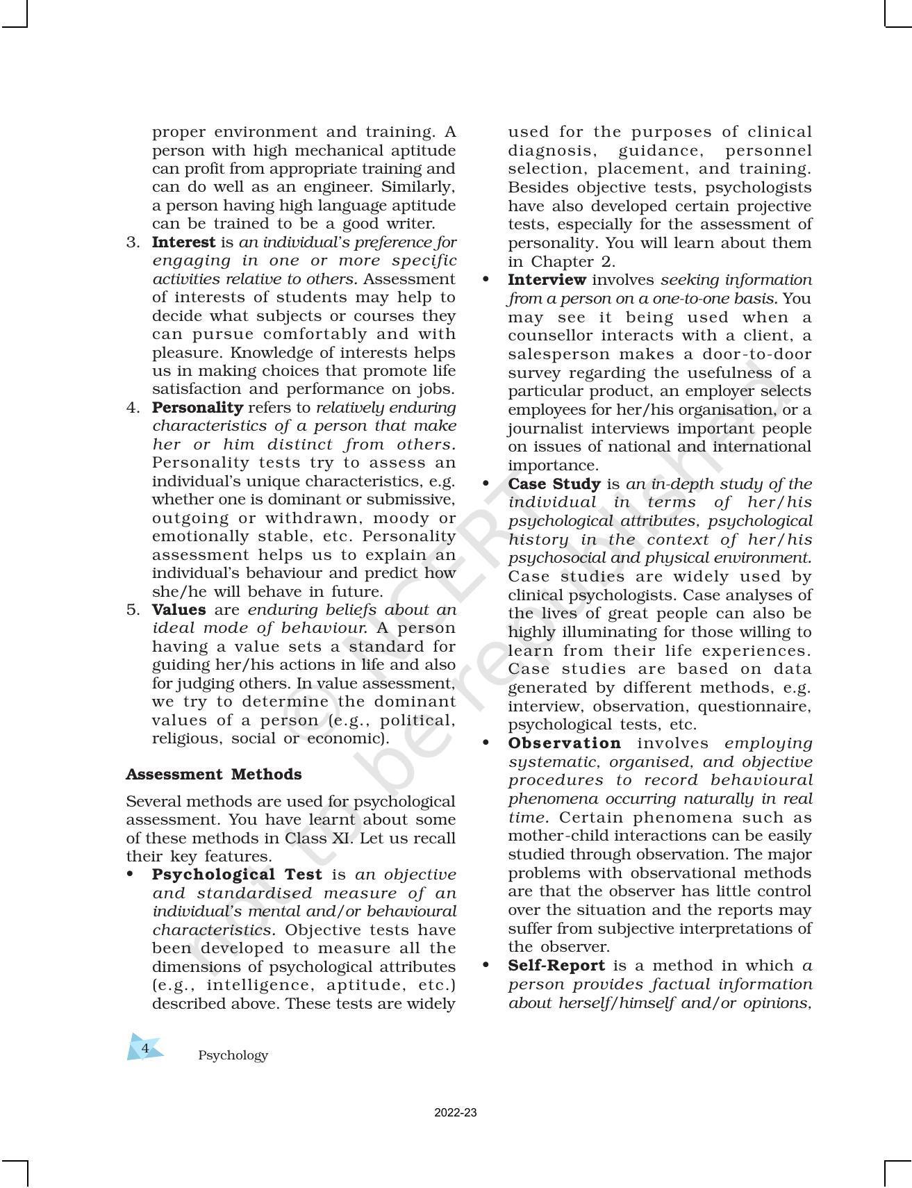 NCERT Book For Class 12 Psychology Chapter 1 Variations