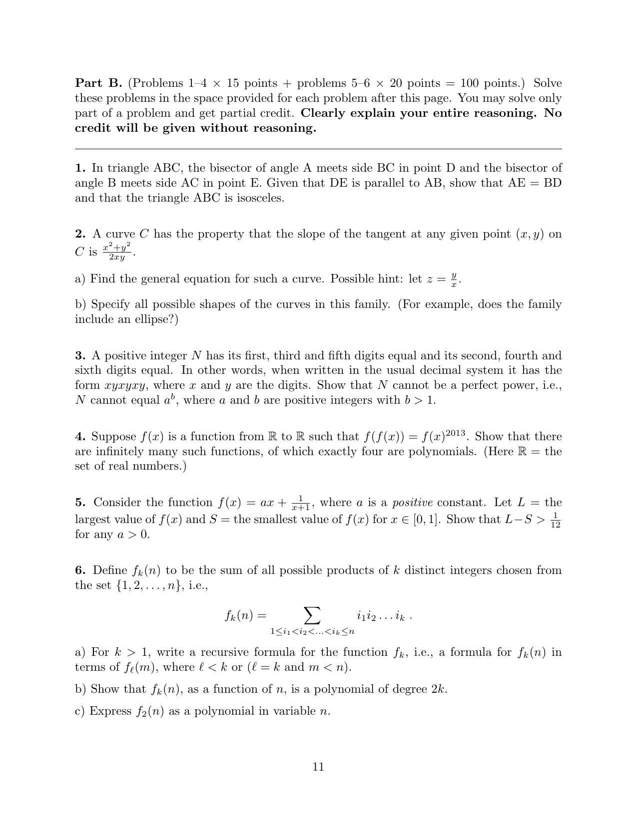 CMI Entrance Exam 2013 Question Paper B.Sc (Hons.) Mathematics And ...