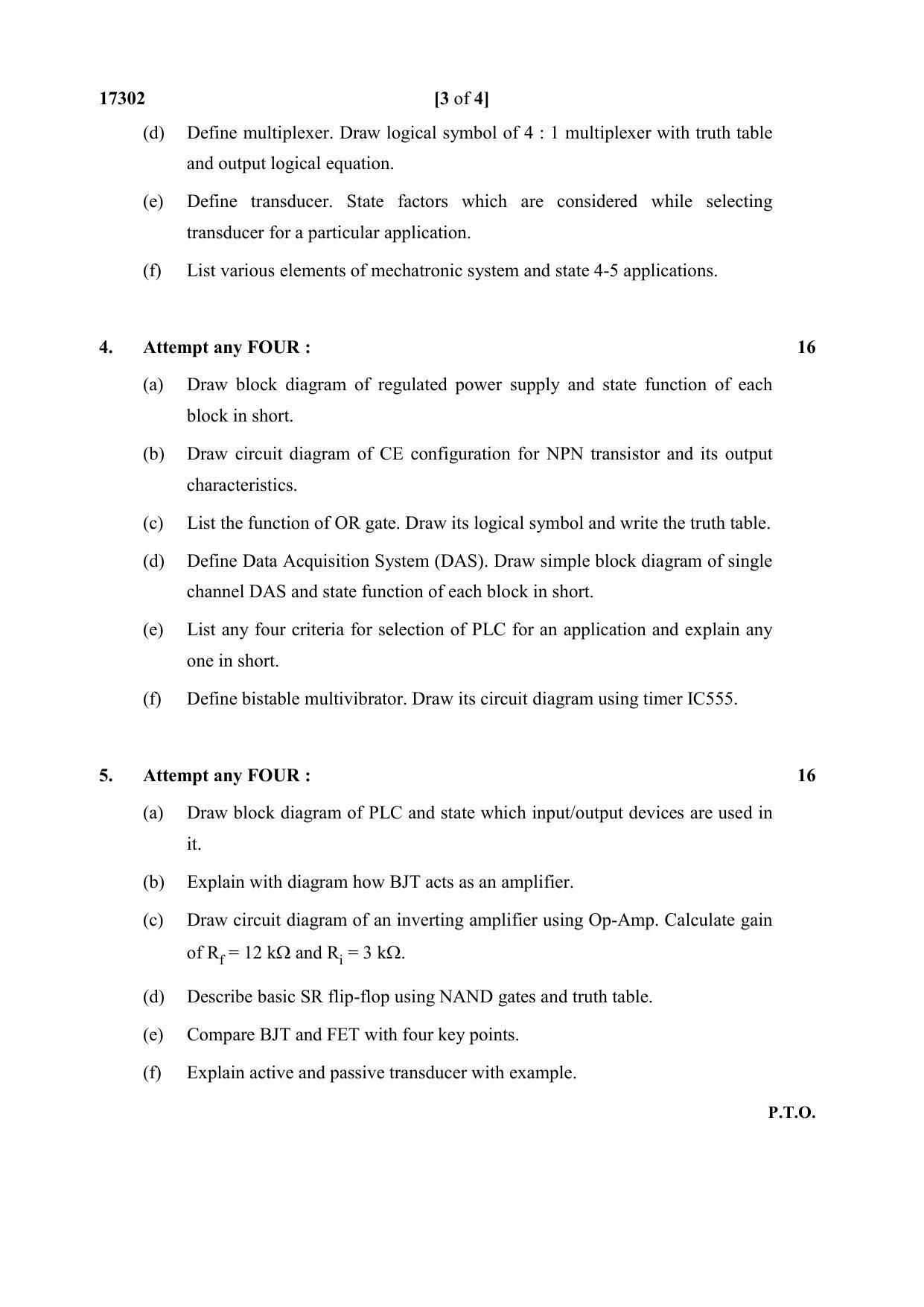 MSBTE Winter Question Paper 2019 - Basic Electronics and Mechatronics - Page 3