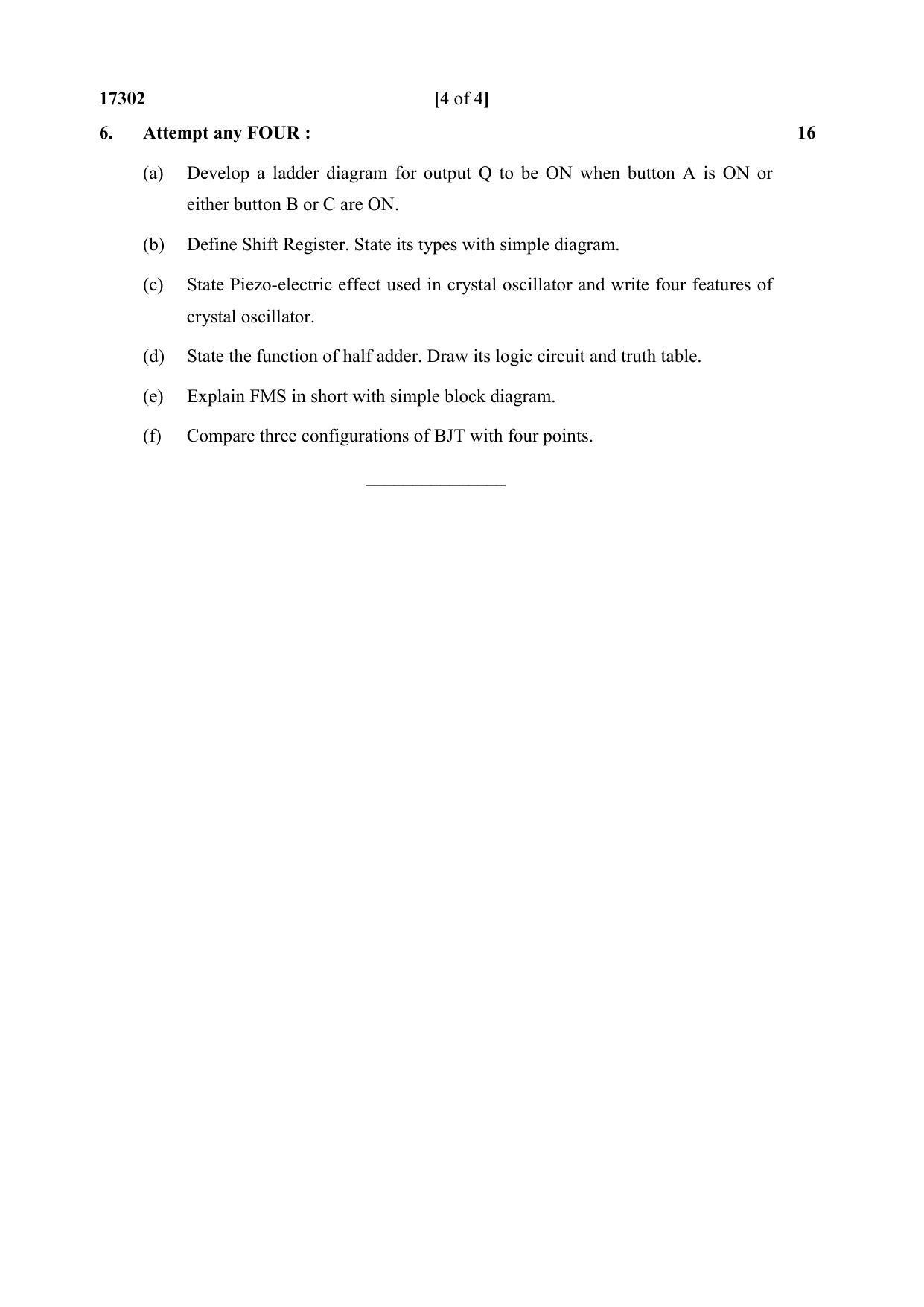 MSBTE Winter Question Paper 2019 - Basic Electronics and Mechatronics - Page 4