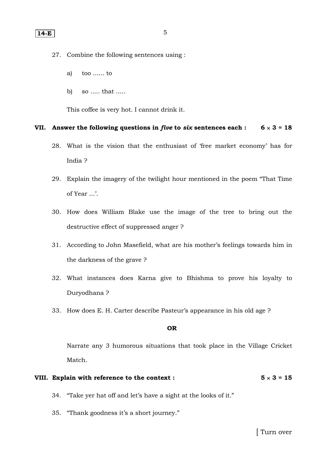 Karnataka SSLC English (First Language) Set 1 Model Question Paper 2025 - Page 5