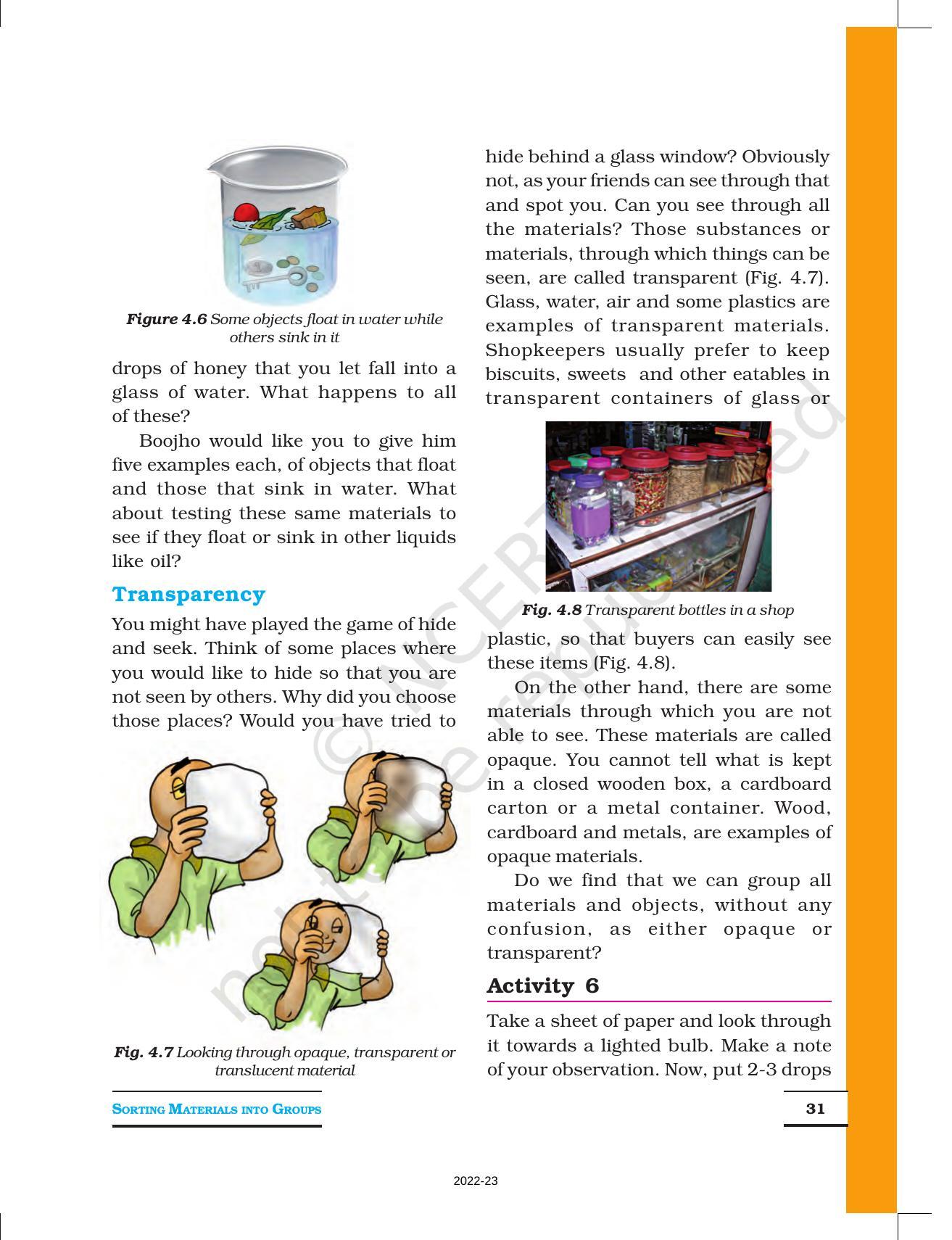 Ncert Book For Class 6 Science Chapter 4 Sorting Materials And Groups Indcareer Schools