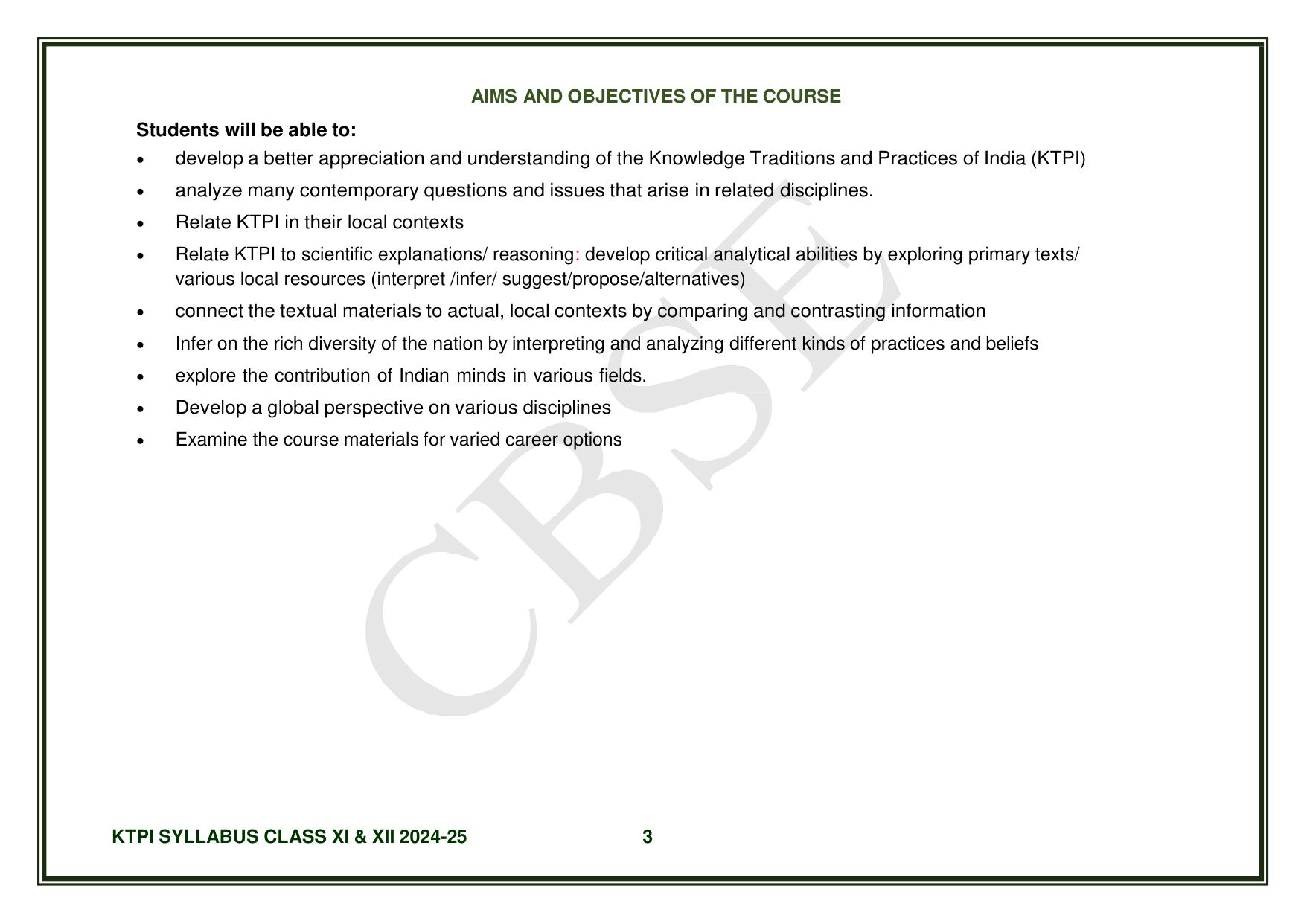 CBSE Class XI & XII Knowledge Tradition - Practices India Syllabus - Page 4