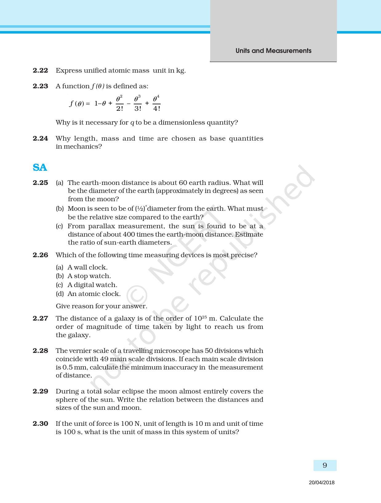 NCERT Exemplar Book for Class 11 Physics: Chapter 1 Units and Measurements - Page 5