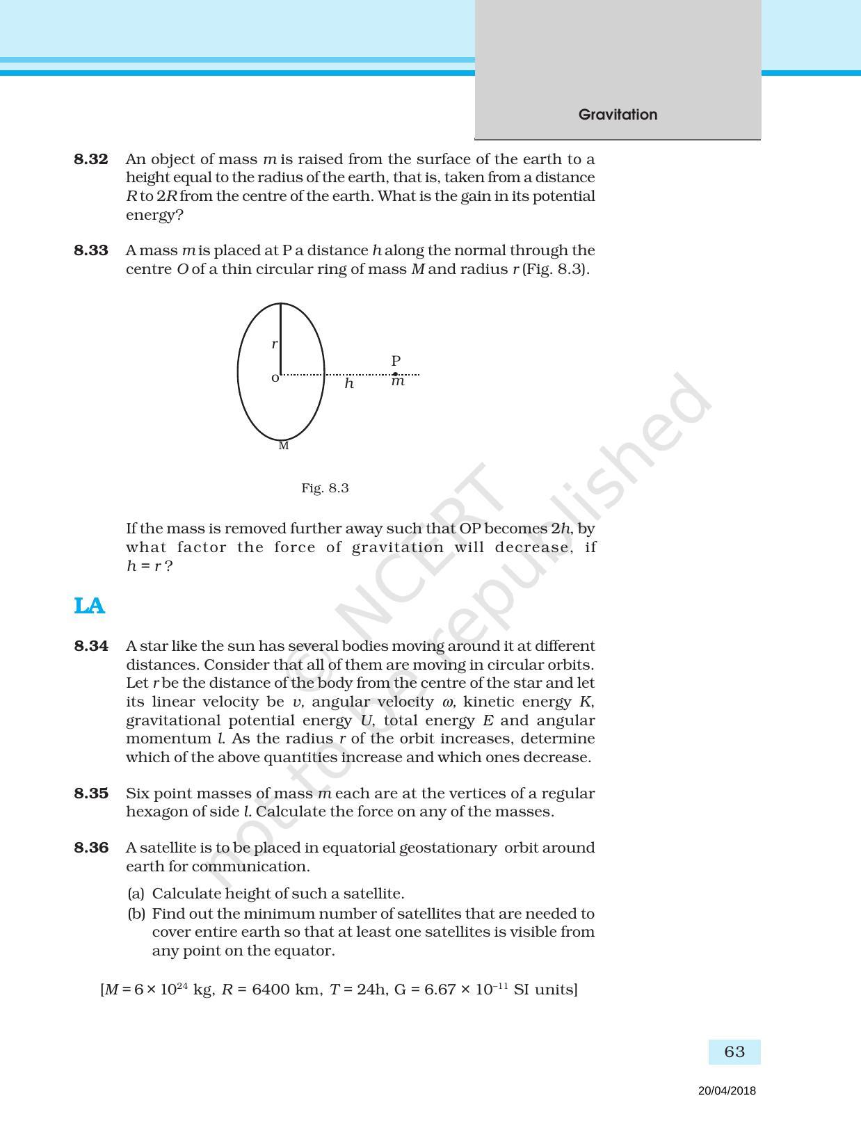 NCERT Exemplar Book for Class 11 Physics: Chapter 7 Gravitation - Page 7