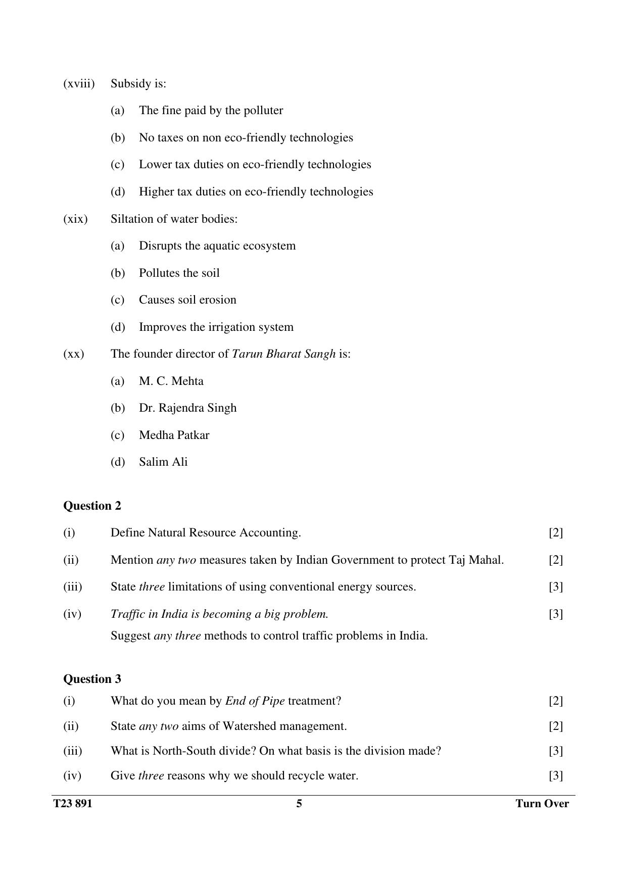 ICSE Class 10 ENVIRONMENTAL APPLICATIONS 2023 Question Paper - Page 5