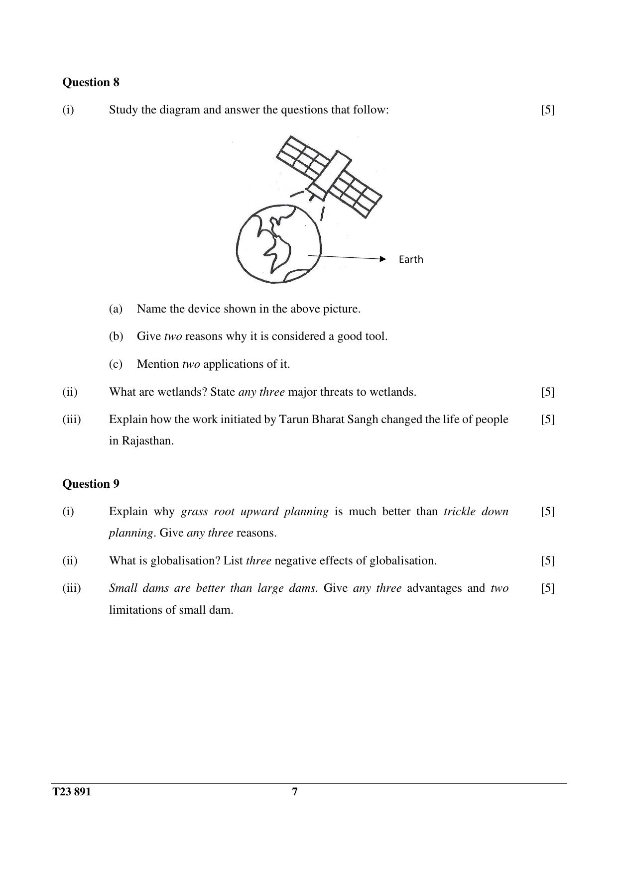 ICSE Class 10 ENVIRONMENTAL APPLICATIONS 2023 Question Paper - Page 7