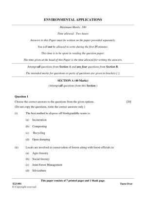 ICSE Class 10 ENVIRONMENTAL APPLICATIONS 2023 Question Paper