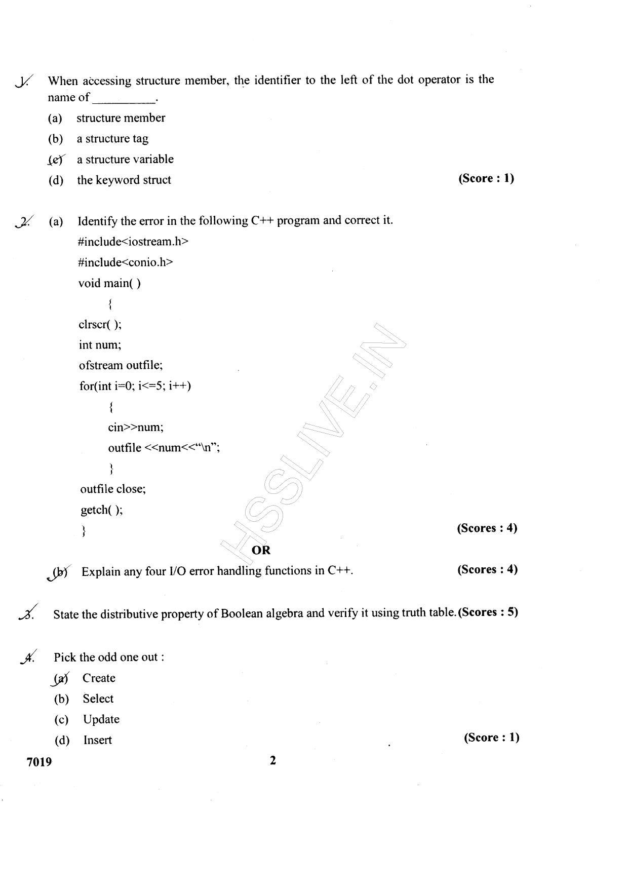 Kerala Plus Two 2015 Computer Science Question Paper - Page 2