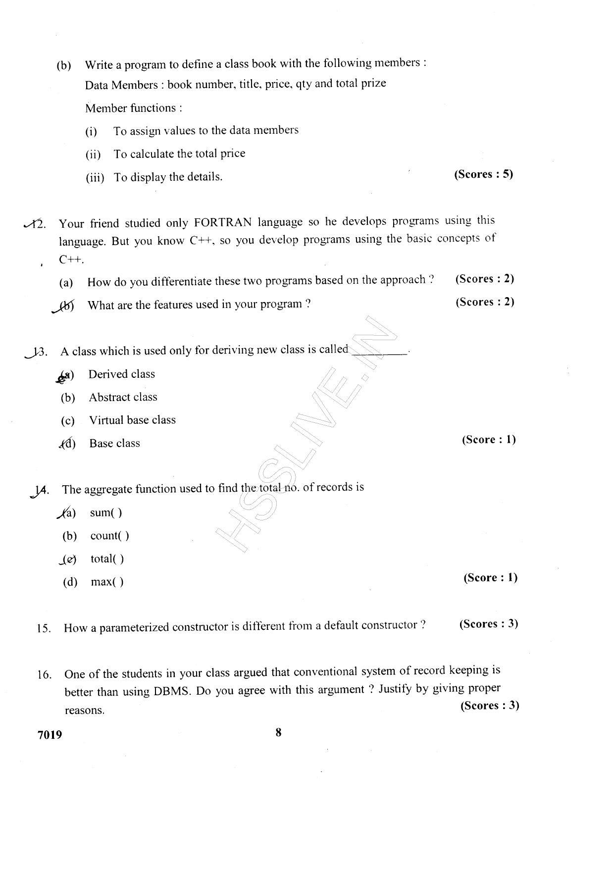 Kerala Plus Two 2015 Computer Science Question Paper - Page 8