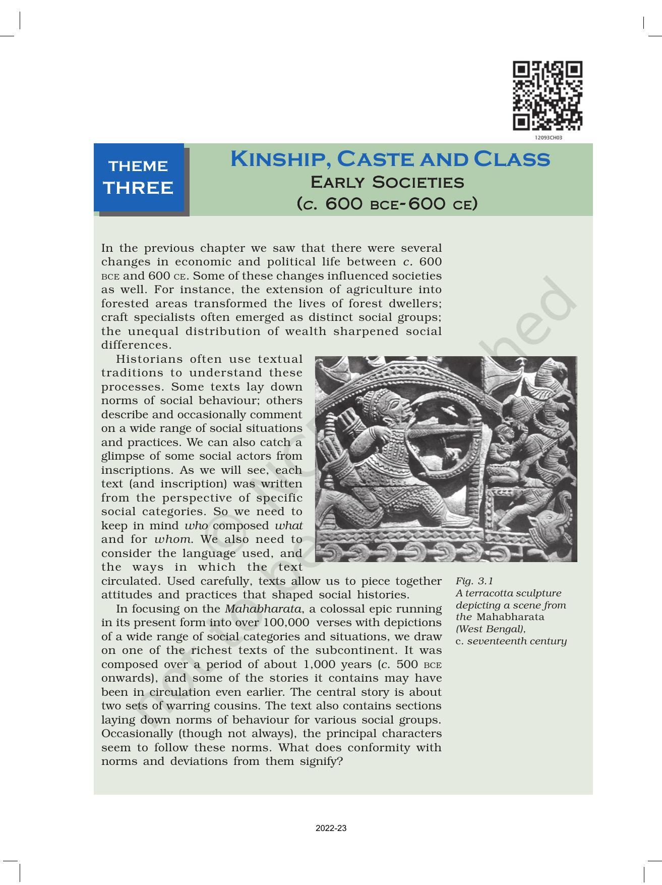 NCERT Book For Class 12 History (Part-1) Chapter 3 Kinship, Caste, And ...