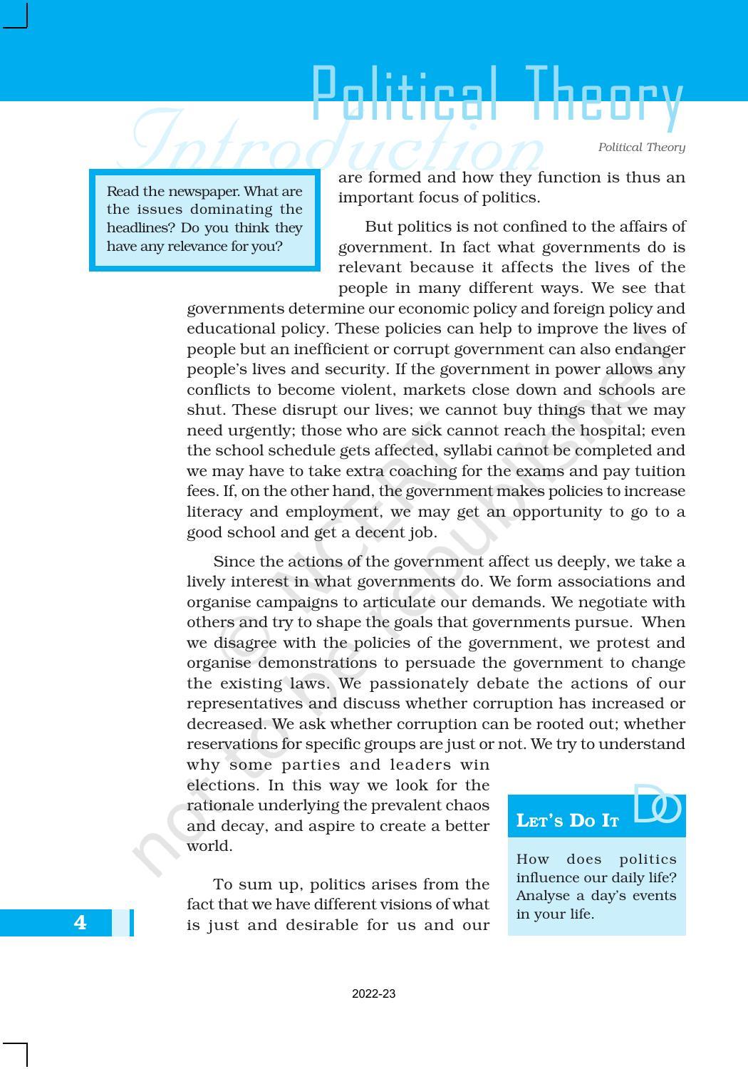 NCERT Book for Class 11 Political Science (Political Theory) Chapter 1 Political Theory: An Introduction - Page 4