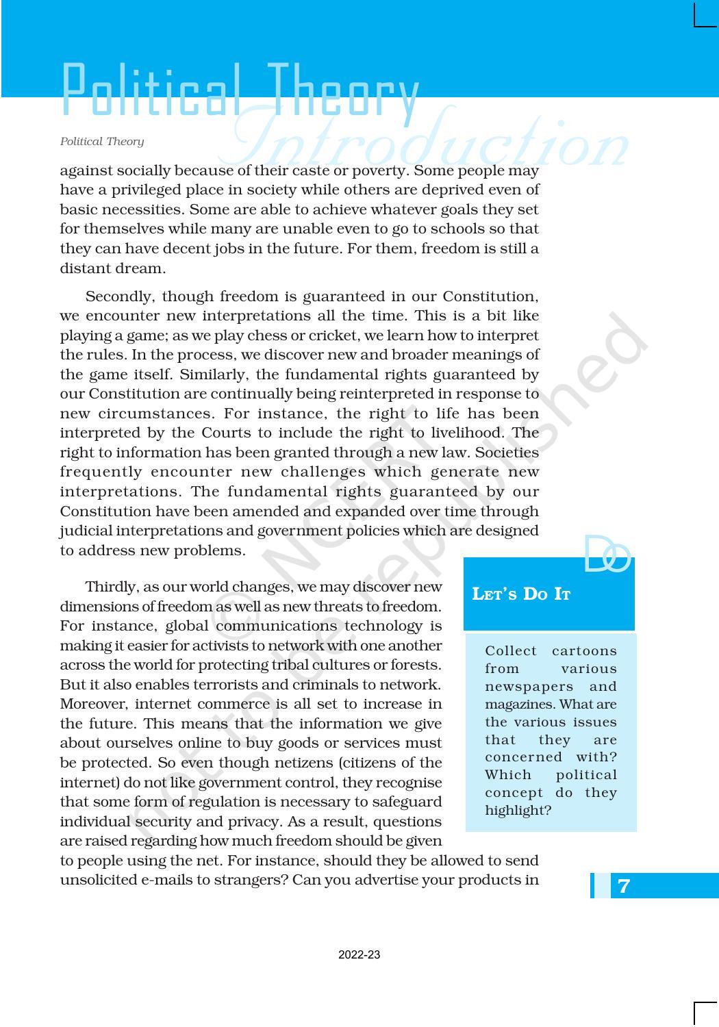 NCERT Book for Class 11 Political Science (Political Theory) Chapter 1 Political Theory: An Introduction - Page 7