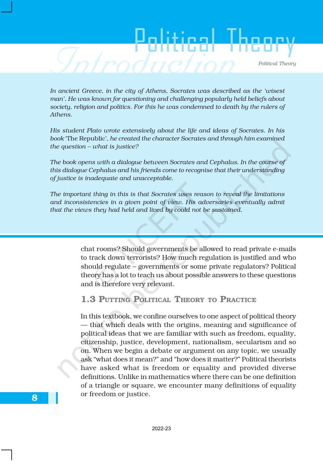 NCERT Book for Class 11 Political Science (Political Theory) Chapter 1 Political Theory: An Introduction - Page 8