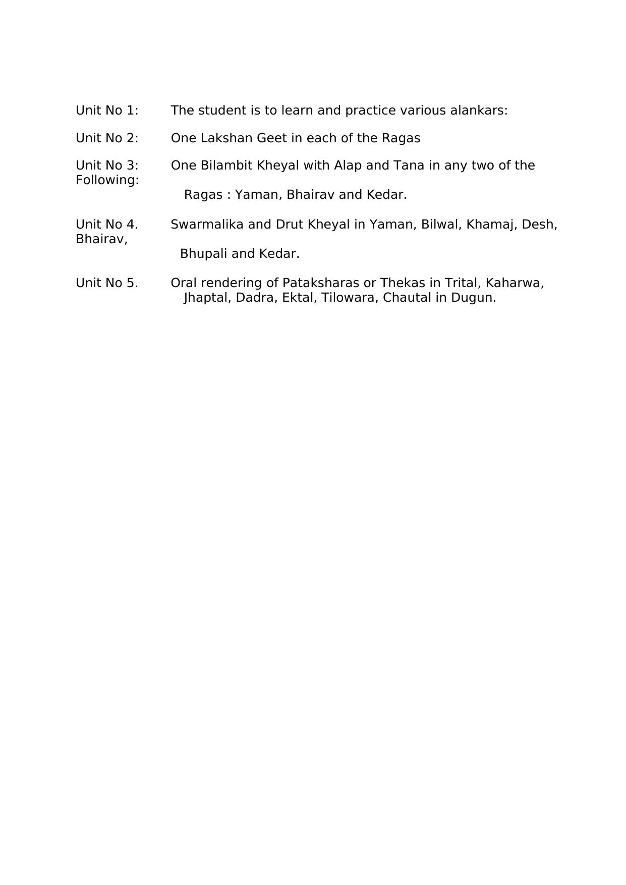 AHSEC 1st Year Hindustani Vocal Syllabus - Page 3
