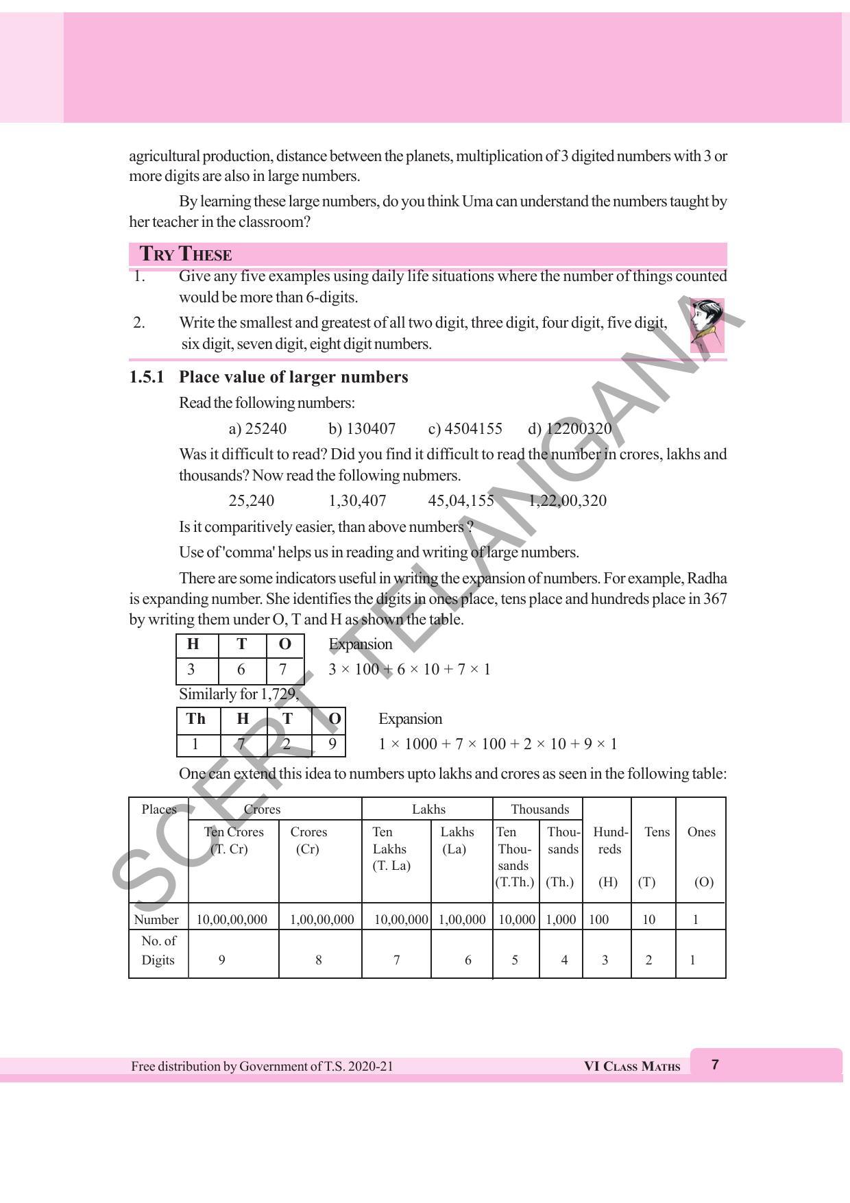 TS SCERT Class 6 Maths  (English Medium) Text Book - Page 15