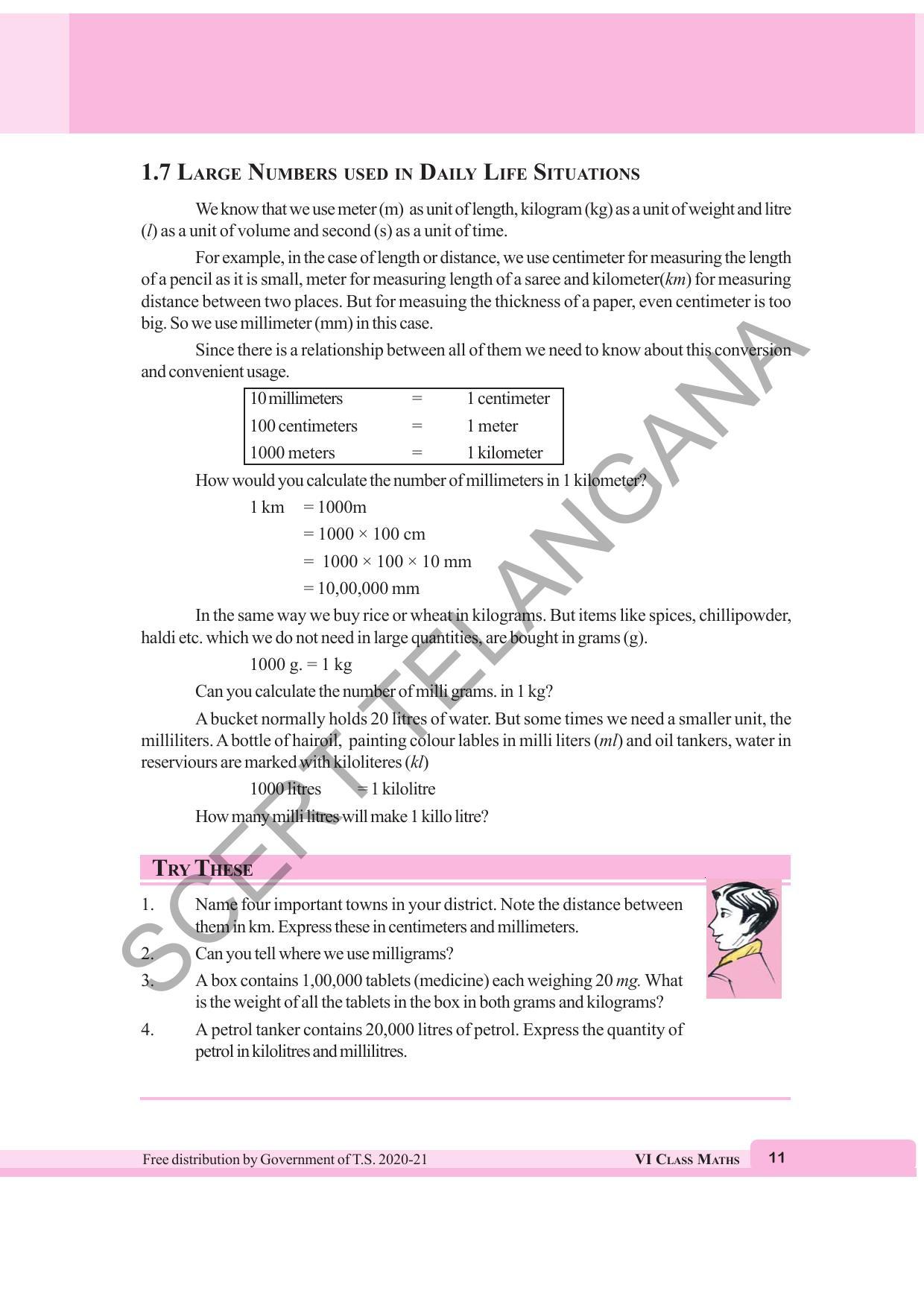 TS SCERT Class 6 Maths  (English Medium) Text Book - Page 19