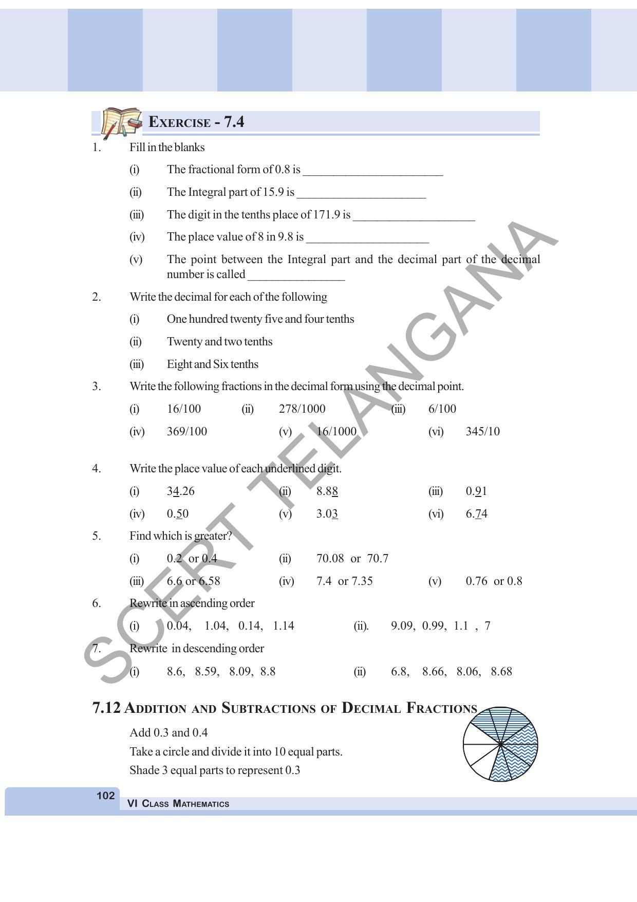 TS SCERT Class 6 Maths  (English Medium) Text Book - Page 110