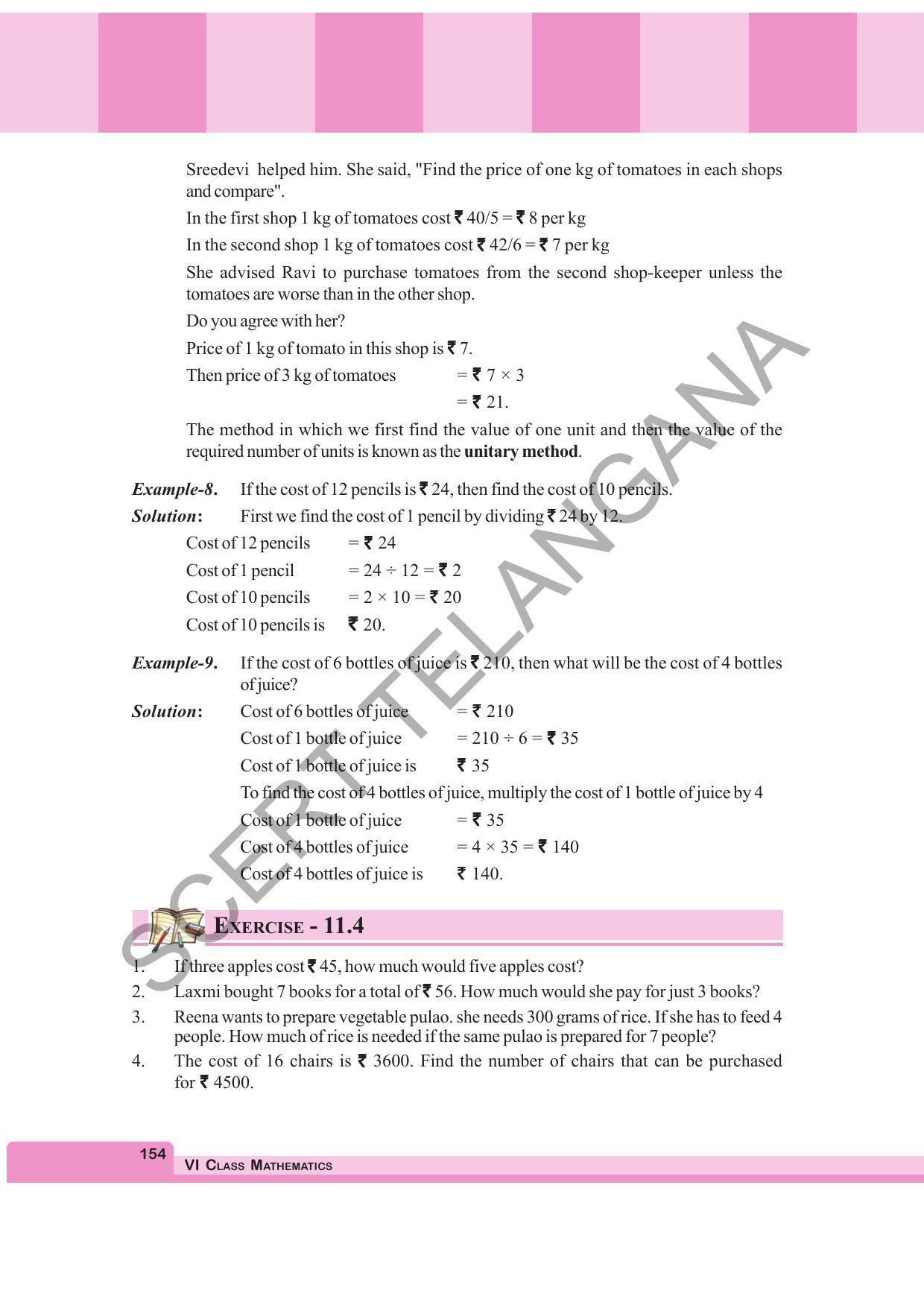 TS SCERT Class 6 Maths  (English Medium) Text Book - Page 162