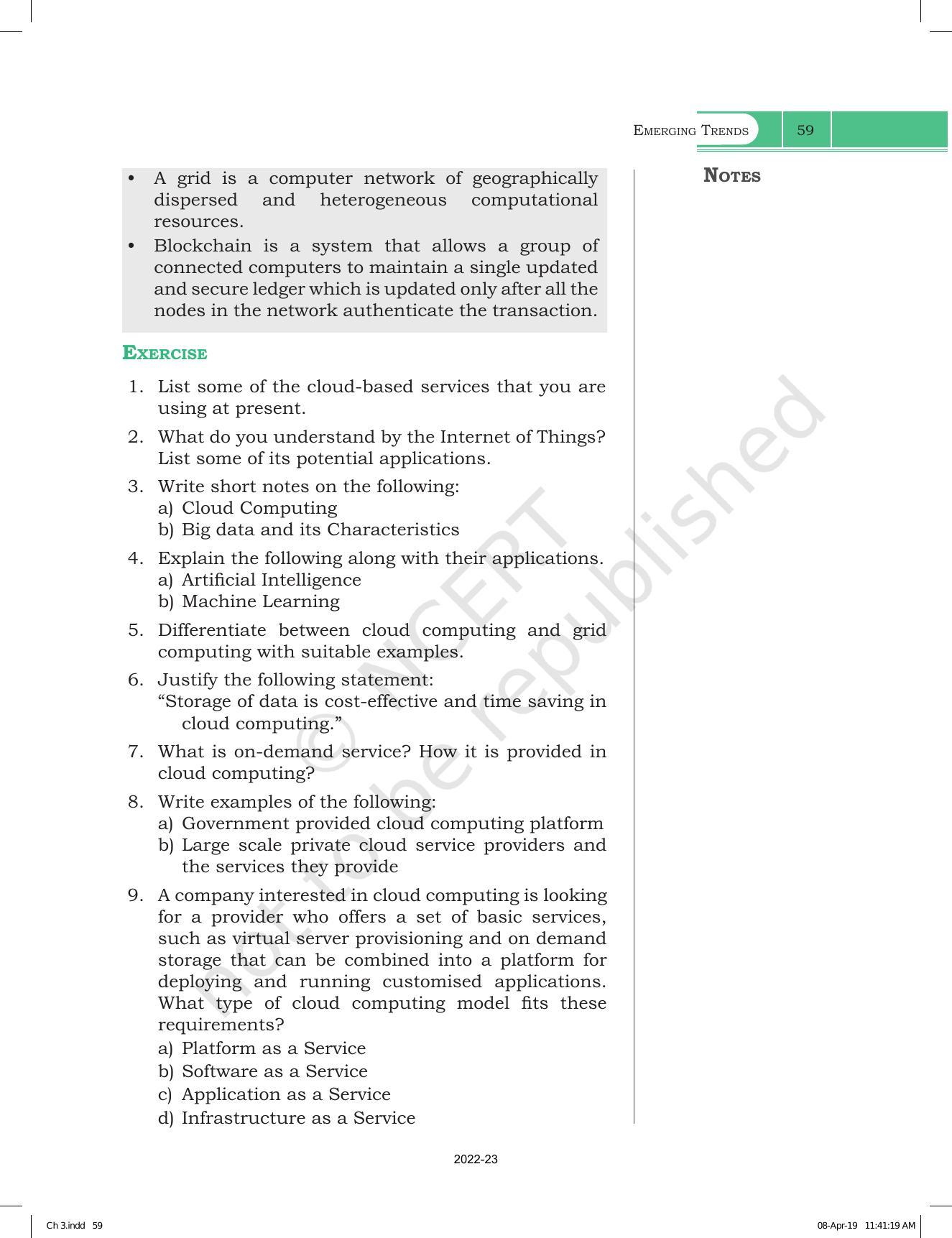 NCERT Book For Class 11 Computer Science Chapter 3 Emerging Trends