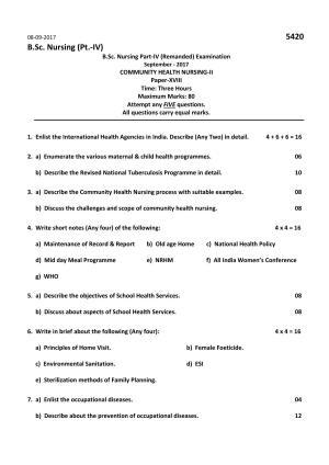 RUHS B.Sc Nursing 2017 Question Paper