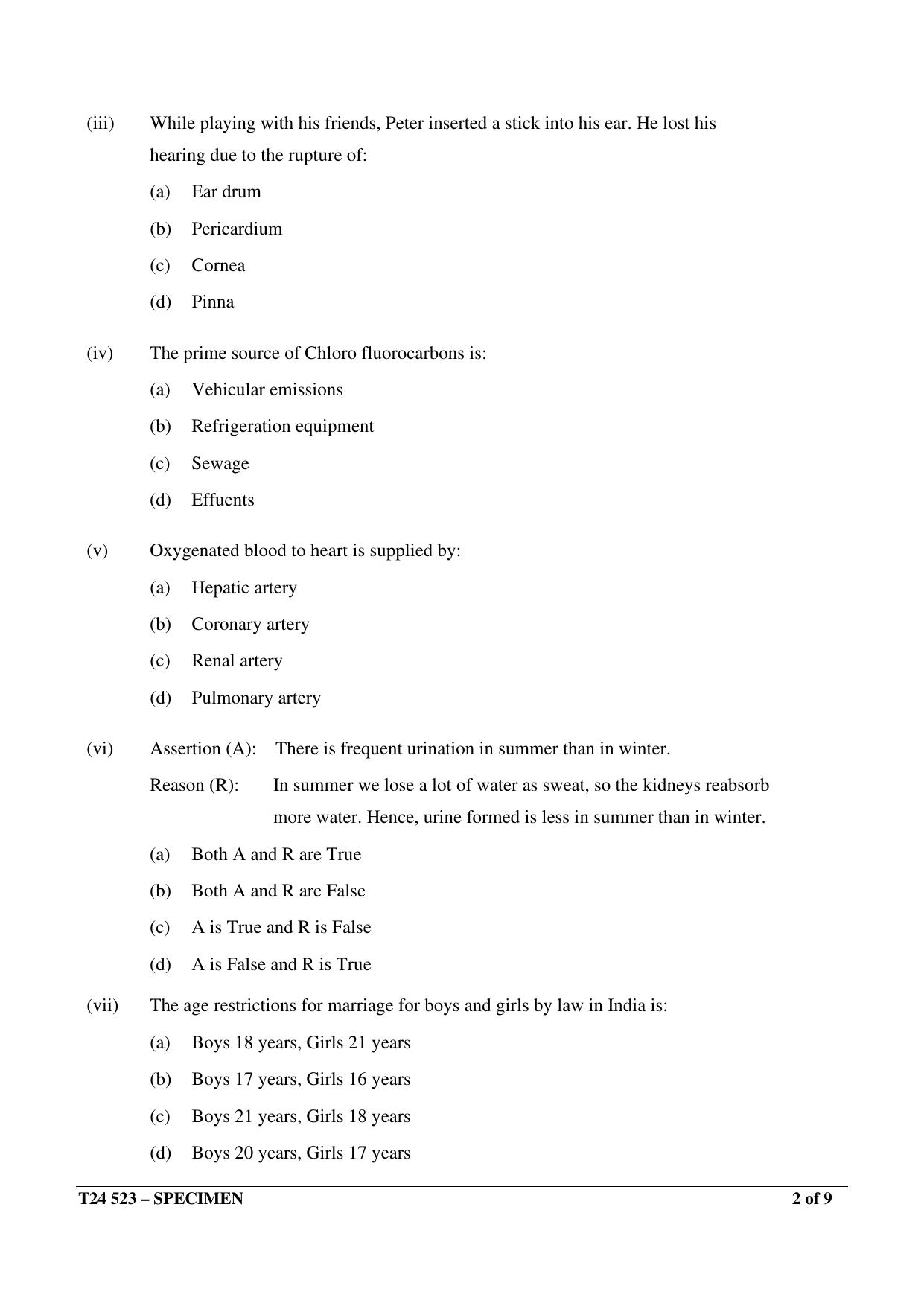 ICSE Class 10  2024 Biology Sample Paper - Page 2