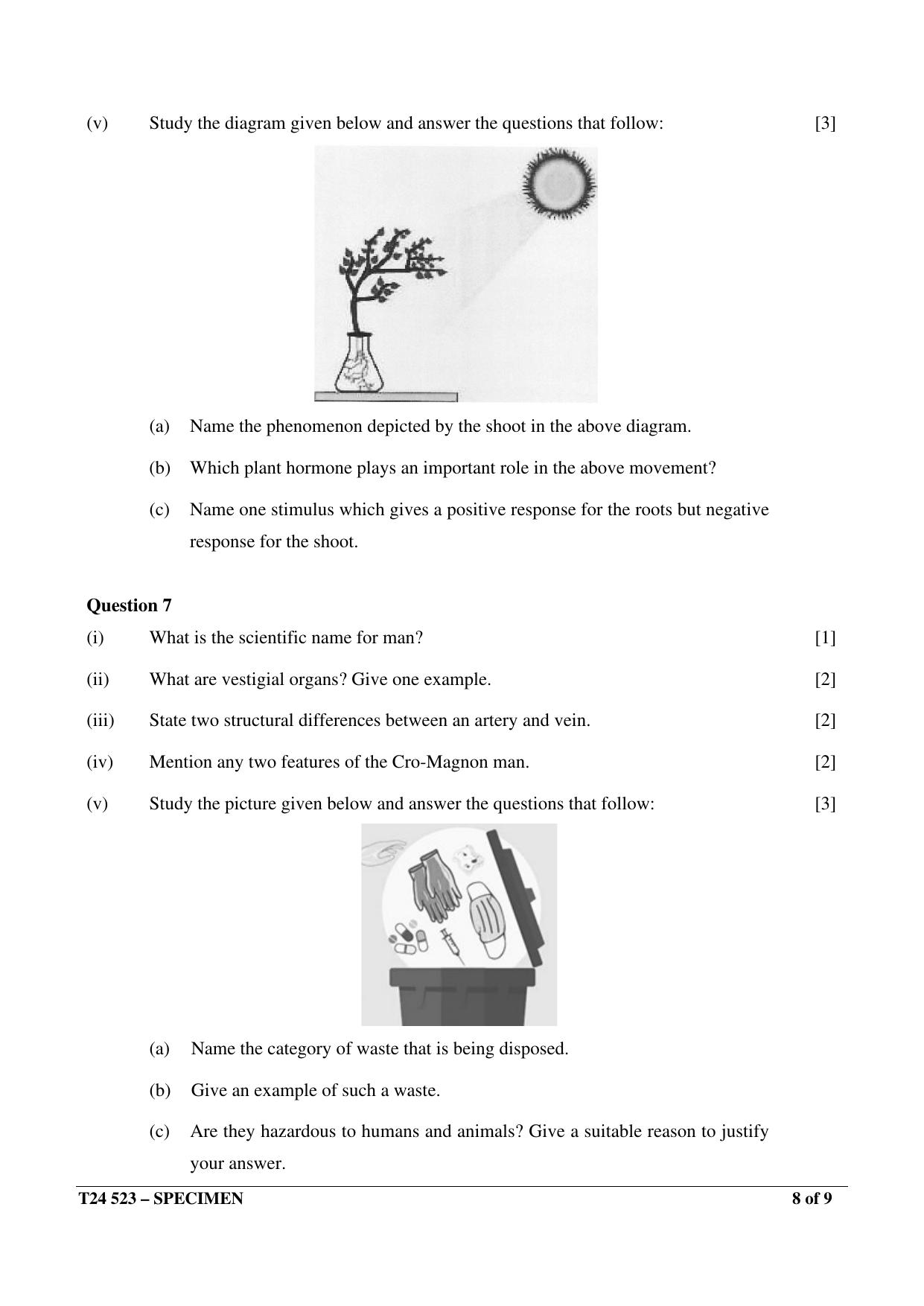 ICSE Class 10  2024 Biology Sample Paper - Page 8