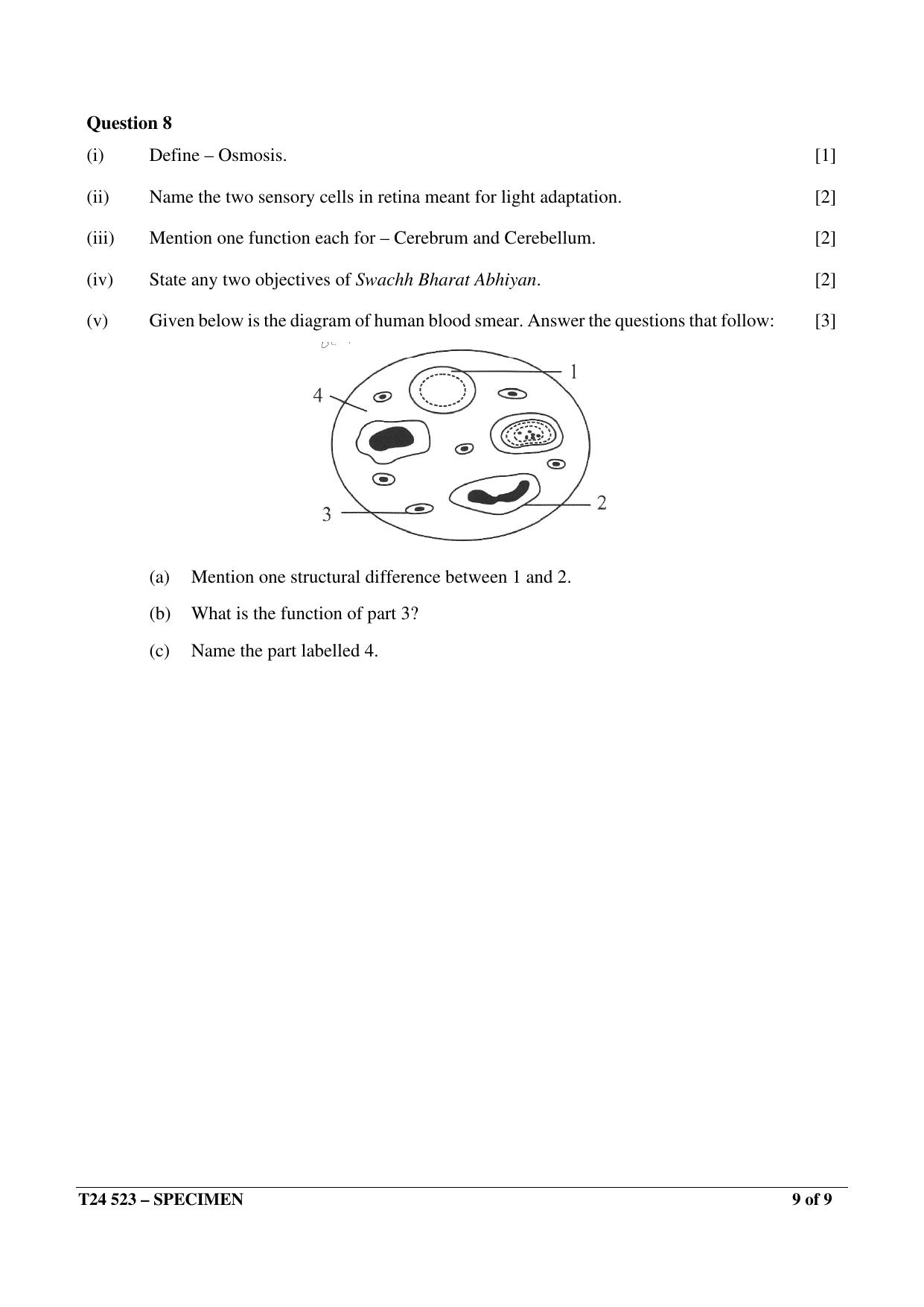 ICSE Class 10  2024 Biology Sample Paper - Page 9