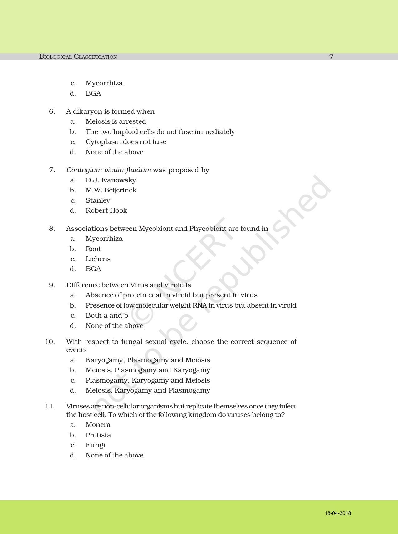 NCERT Exemplar Book For Class 11 Biology Chapter 2 Biological ...