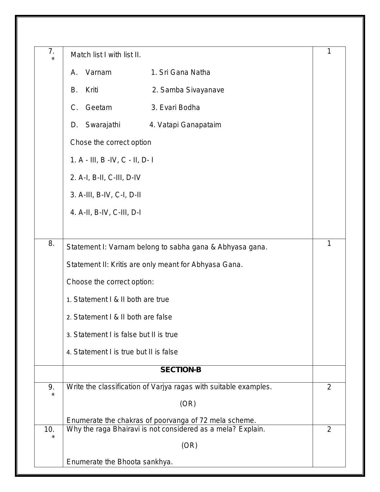 CBSE Class 10 Carnatic MusicVocal Sample Paper 2024 IndCareer Docs