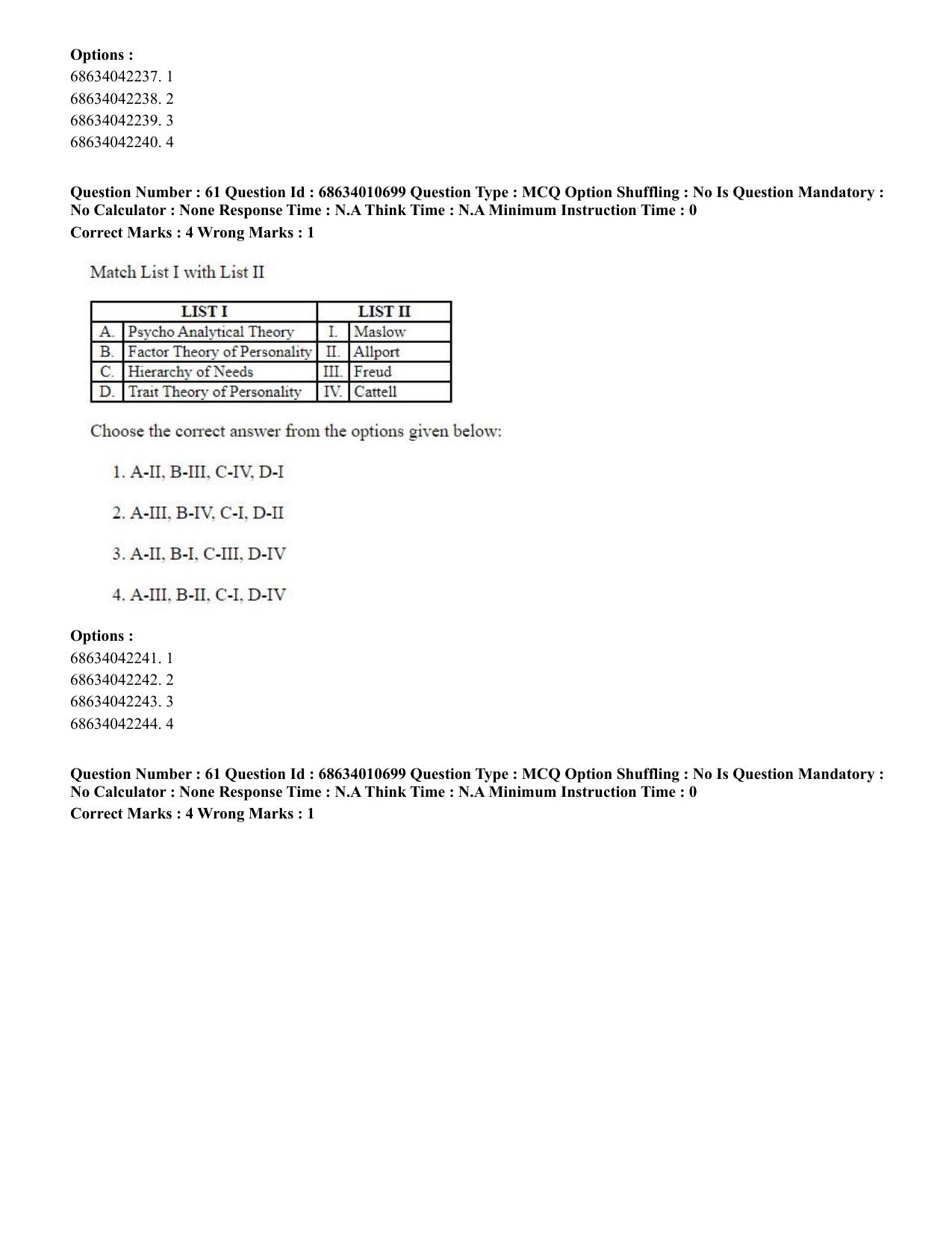 CUET PG 2023:COQP15 – M.Ed. (Hindi)-Shift 1 (09-06-2023) Question Paper - Page 60