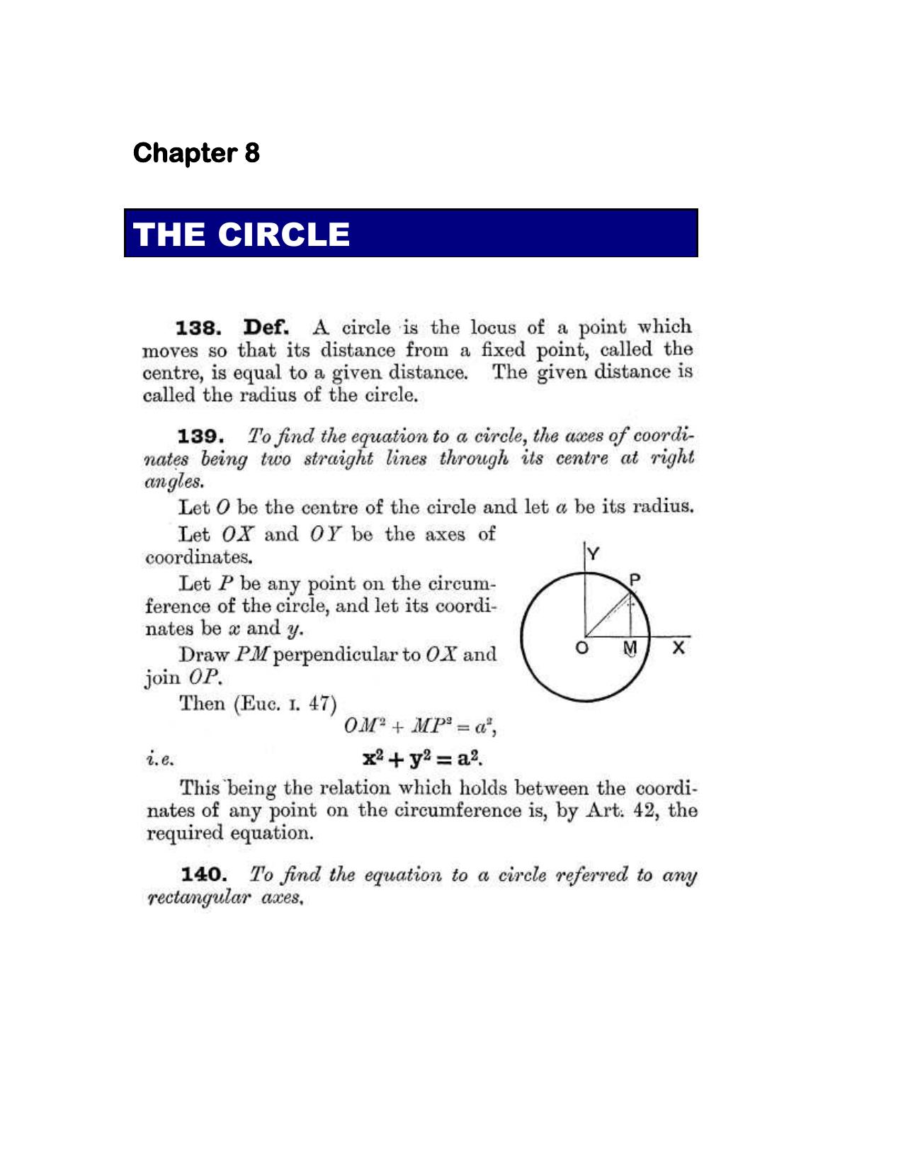 Chapter 8: The Circle - SL Loney Solutions: The Elements of Coordinate Geometry - Page 1