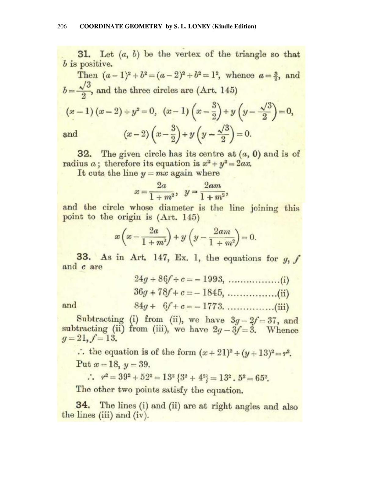 Chapter 8: The Circle - SL Loney Solutions: The Elements of Coordinate Geometry - Page 13