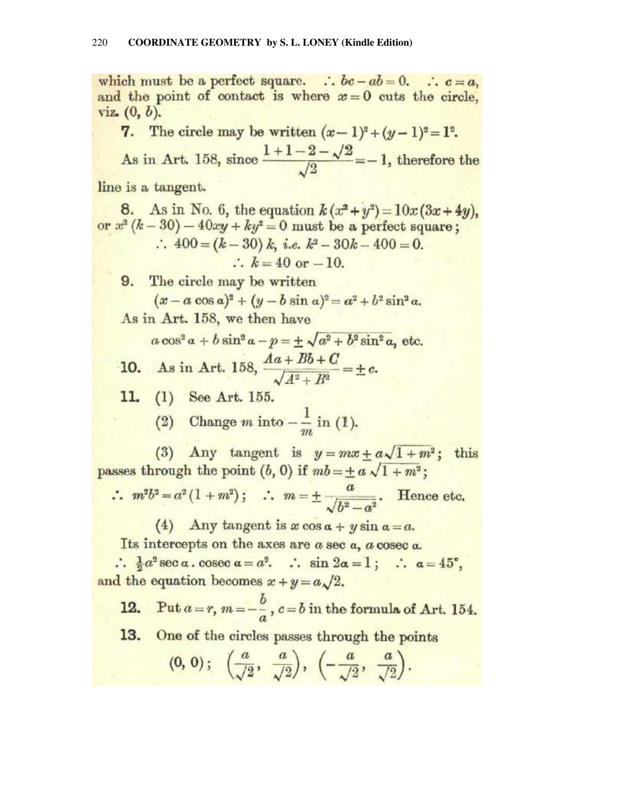 Chapter 8: The Circle - SL Loney Solutions: The Elements of Coordinate Geometry - Page 27