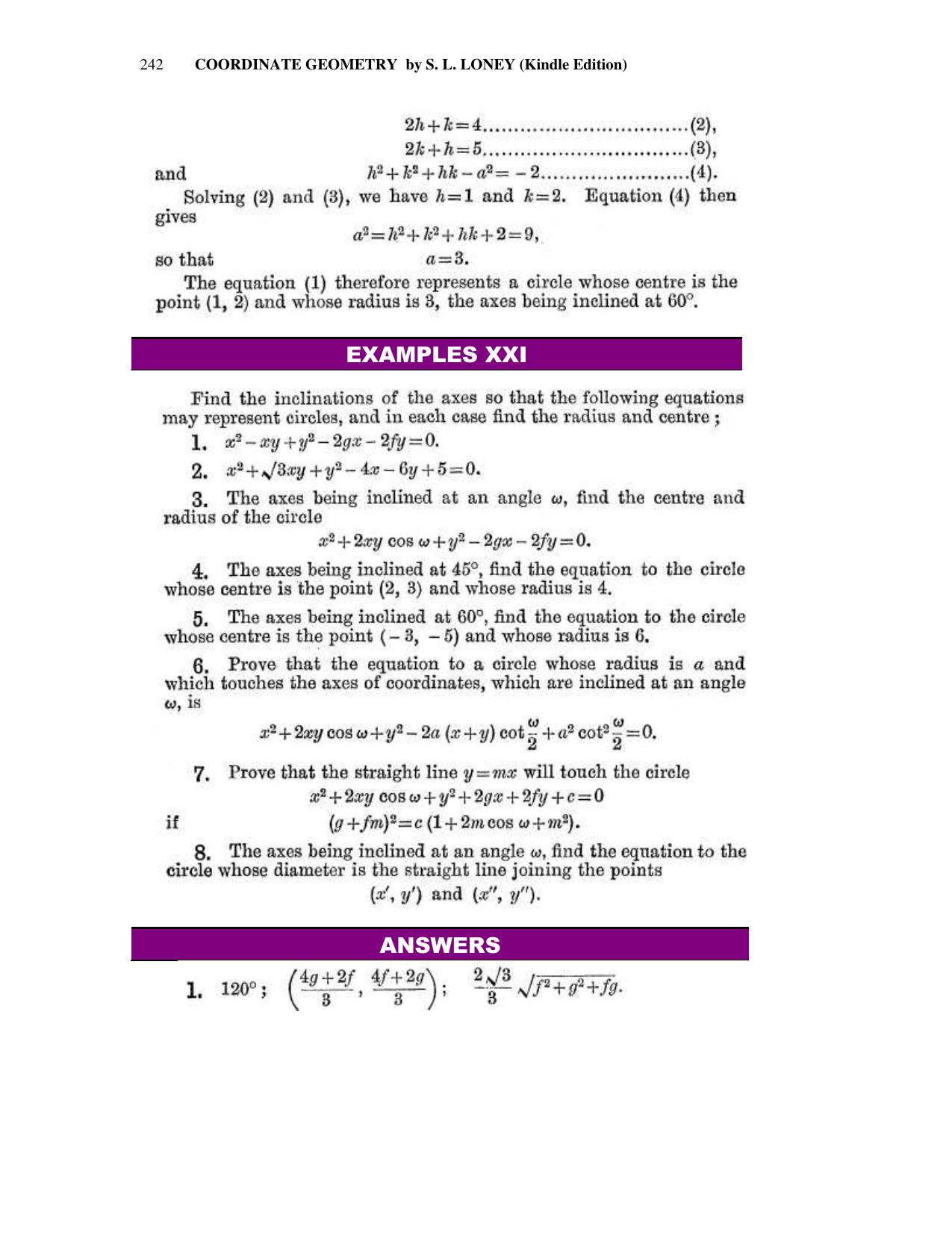 Chapter 8: The Circle - SL Loney Solutions: The Elements of Coordinate Geometry - Page 49